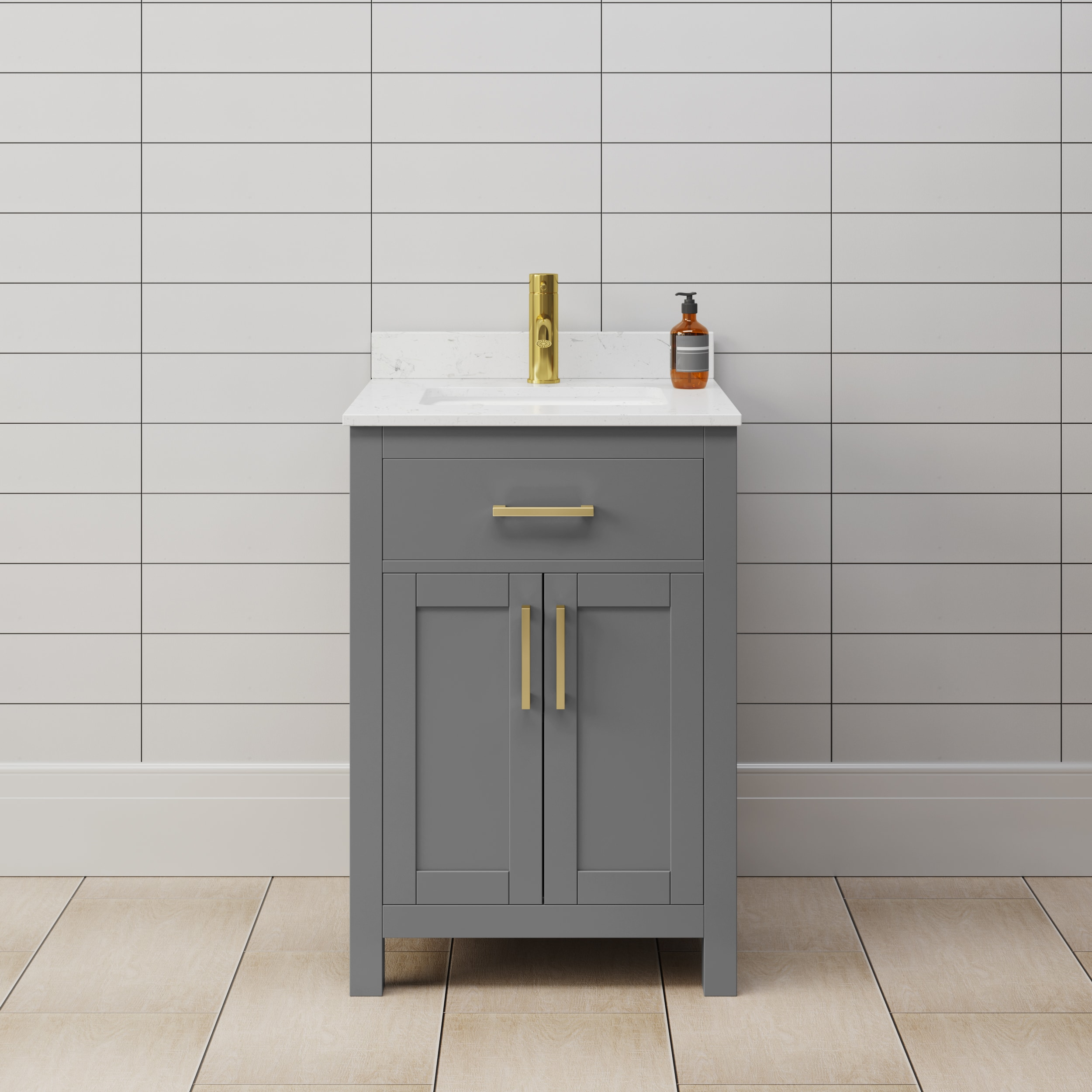 Wyndham Collection Beckett 24" Freestanding Single Bathroom Vanity with Cultured Marble Top