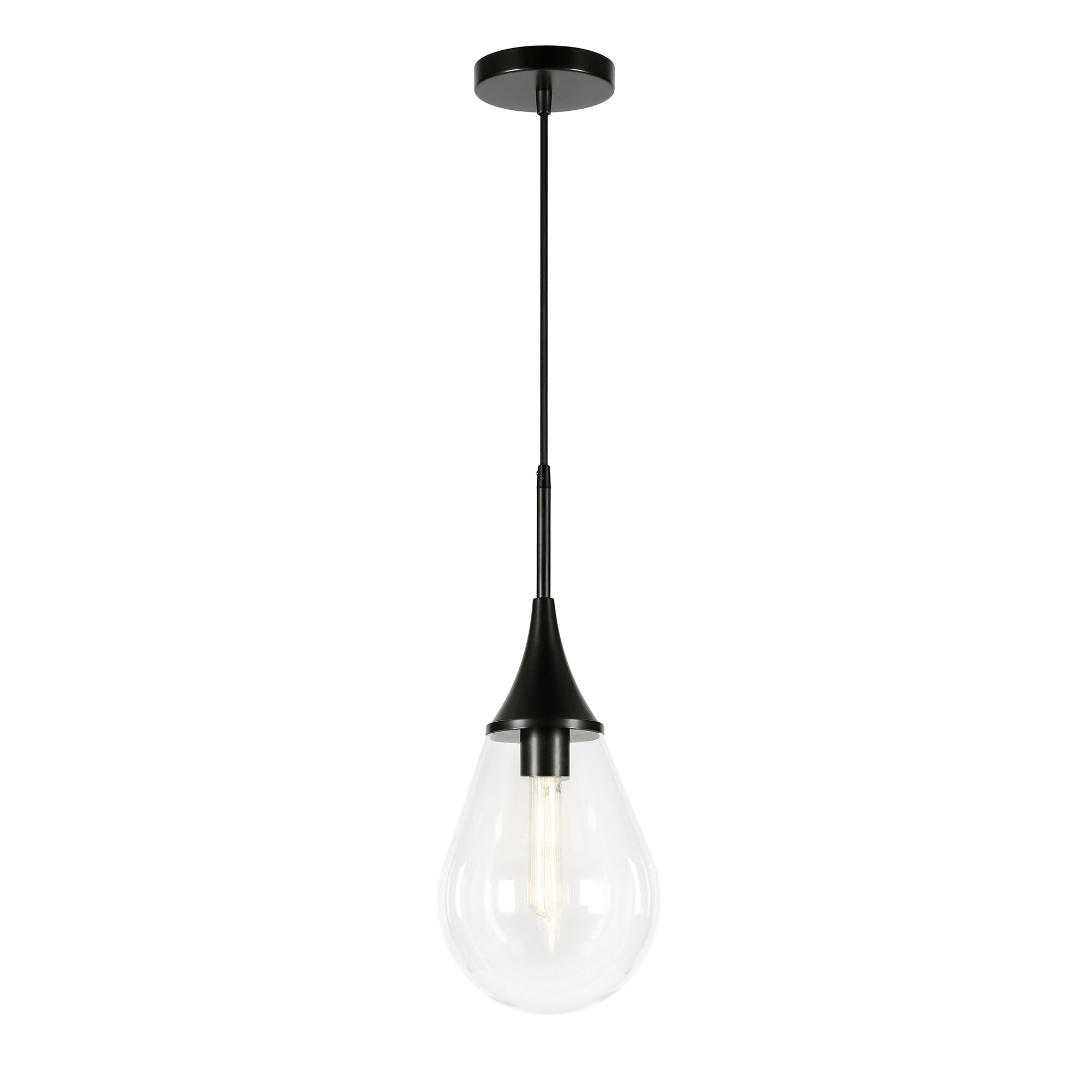 Ambrose Teardrop Glass Pendant with Polished Nickel Base