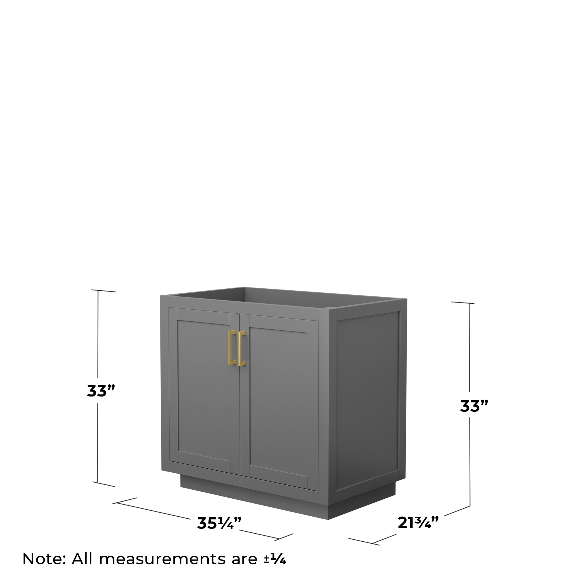 Miranda 36-Inch Dark Gray Bathroom Vanity with Brushed Gold Trim