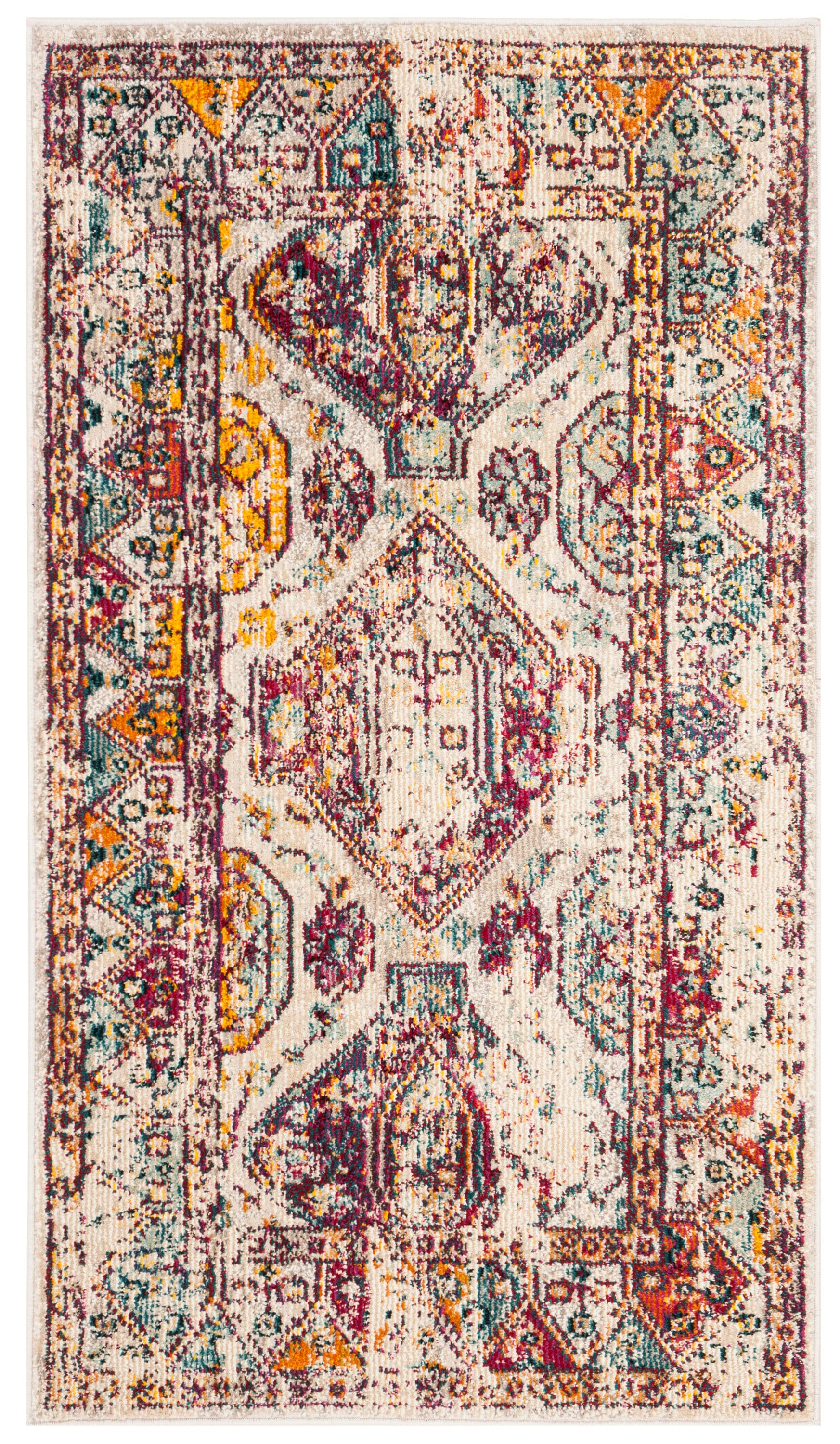 SAFAVIEH Savannah Baldric Faded Transitional Polyester Area Rug, Grey, 3' x 5'