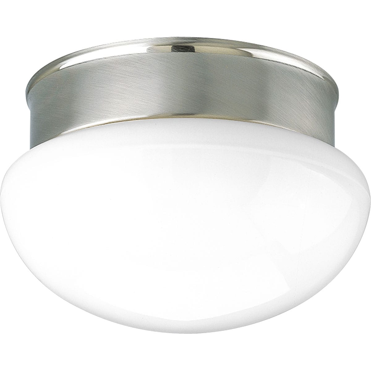 Progress Lighting, Fitter Collection, 2-Light Flush Mount, Brushed Nickel, White Glass Bowl