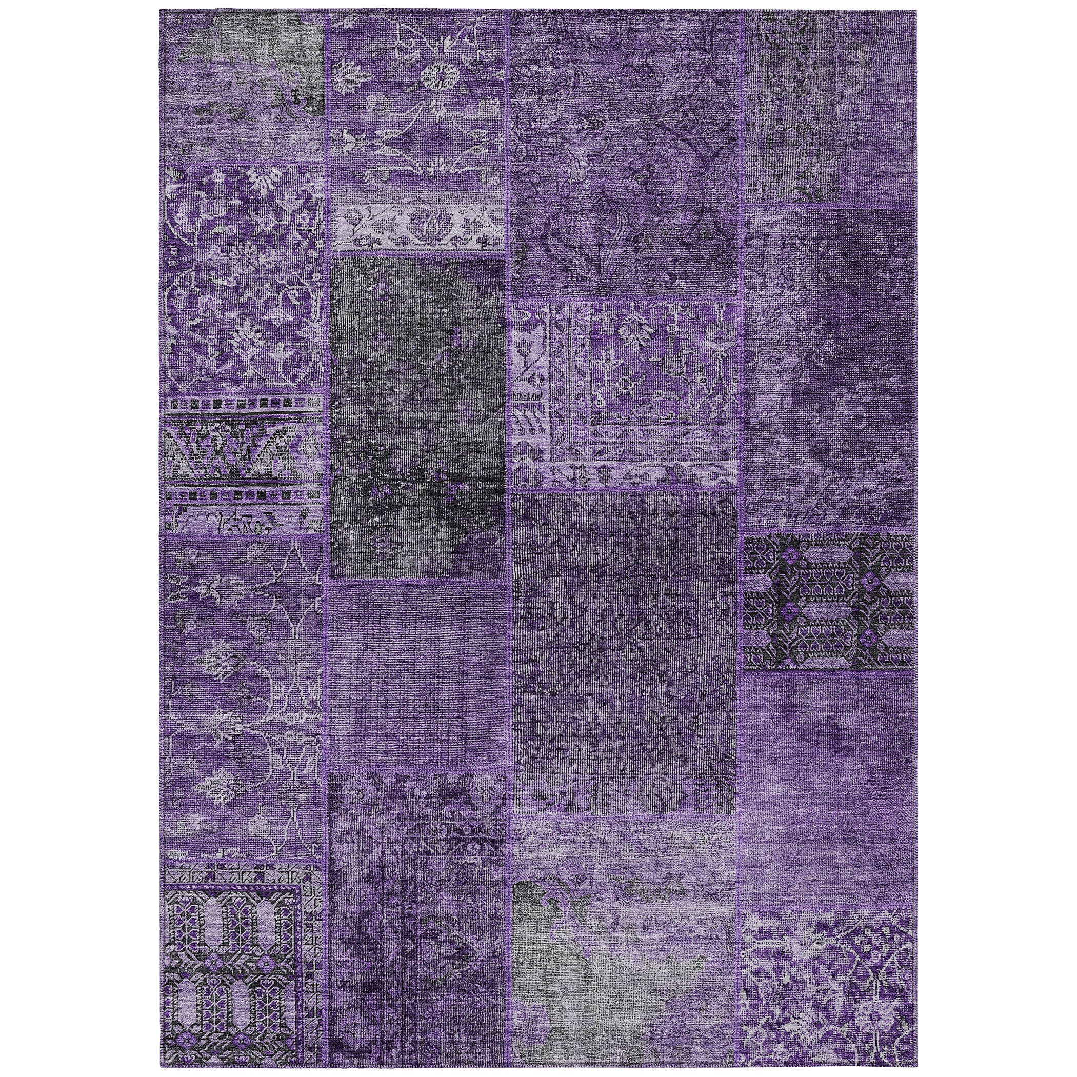 Eggplant Synthetic Flat Woven Reversible 5' x 7' Rug