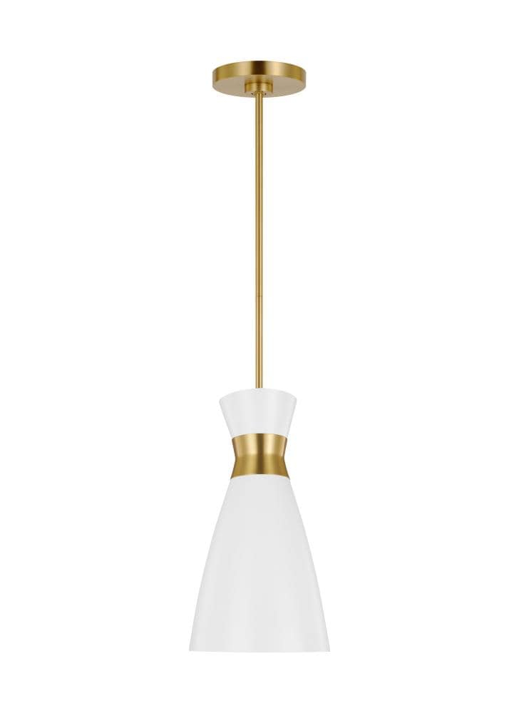 Heath Chic Burnished Brass & Matte White 1-Light Indoor/Outdoor Pendant