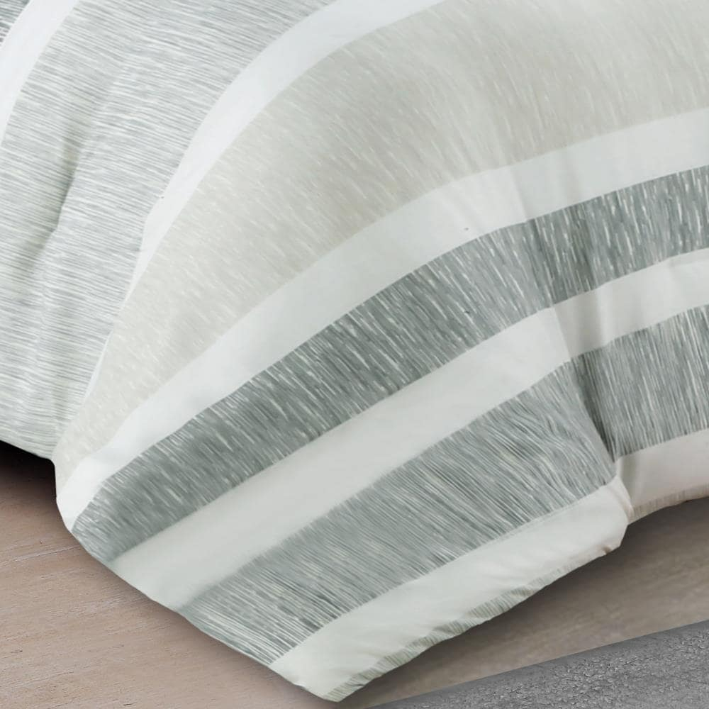Estate Collection Delray Grey Stripe Reversible King Comforter