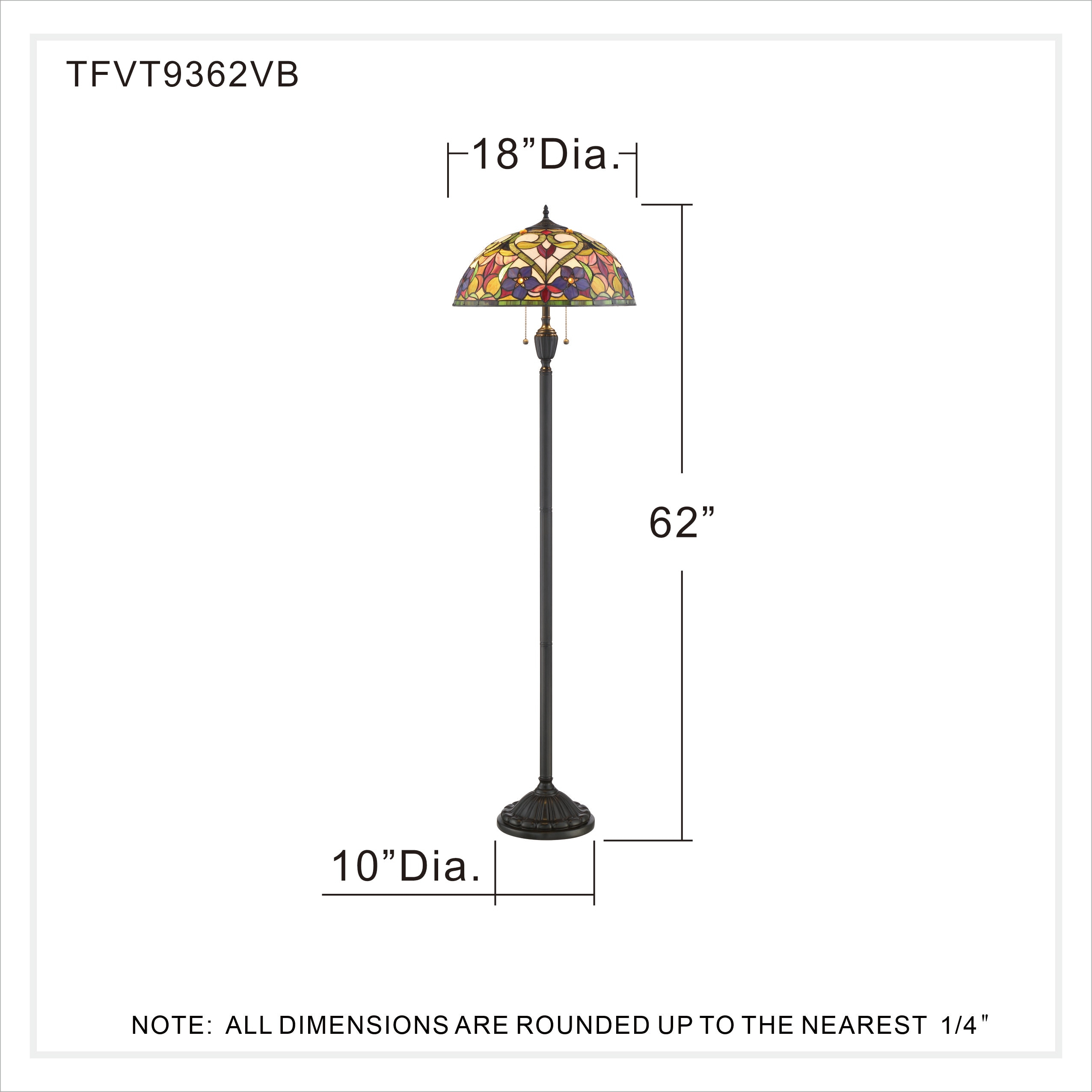 Vintage Bronze Stained Glass 62" Tiffany Floor Lamp