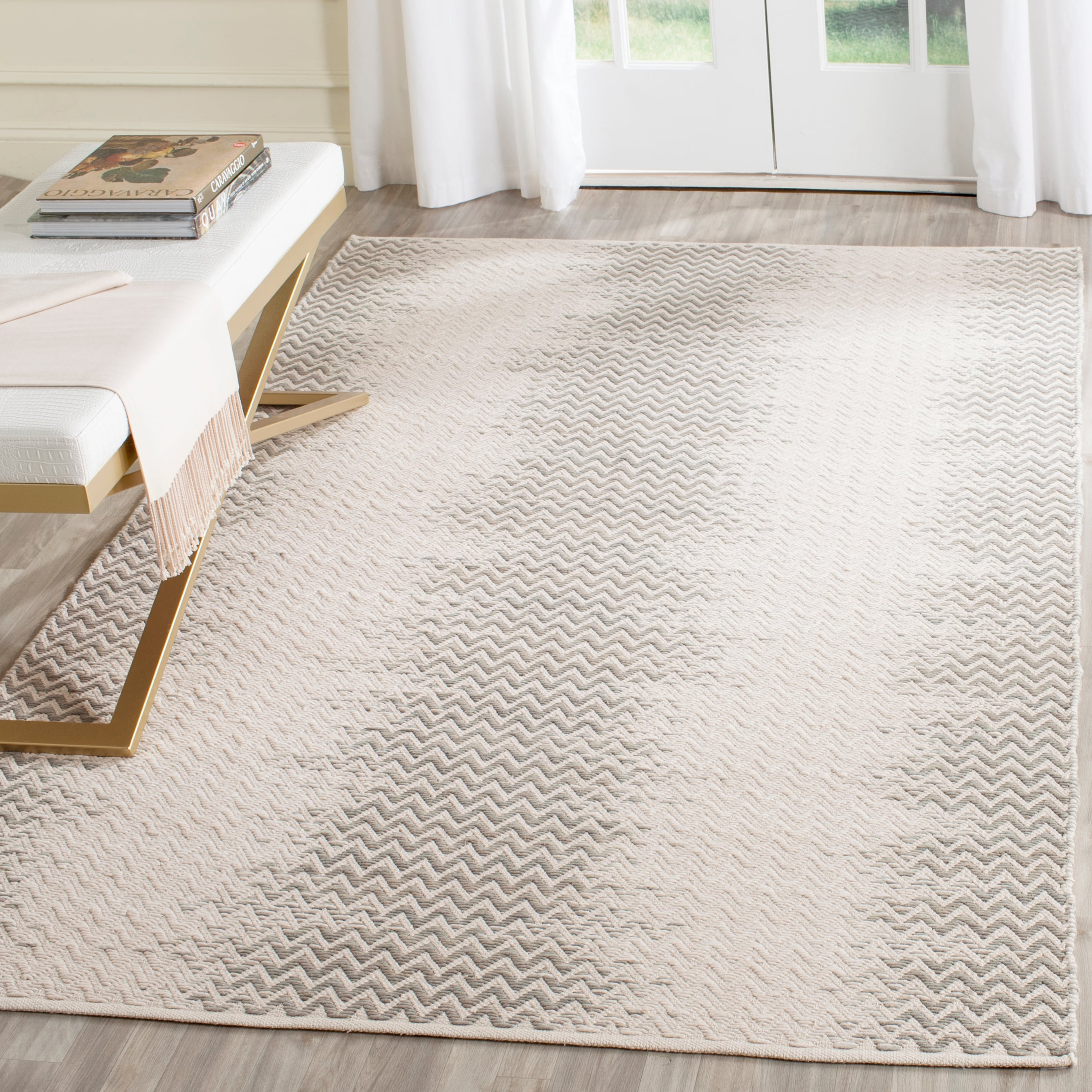 SAFAVIEH Cotton Kilim KLC121C Dark Green / Ivory Rug