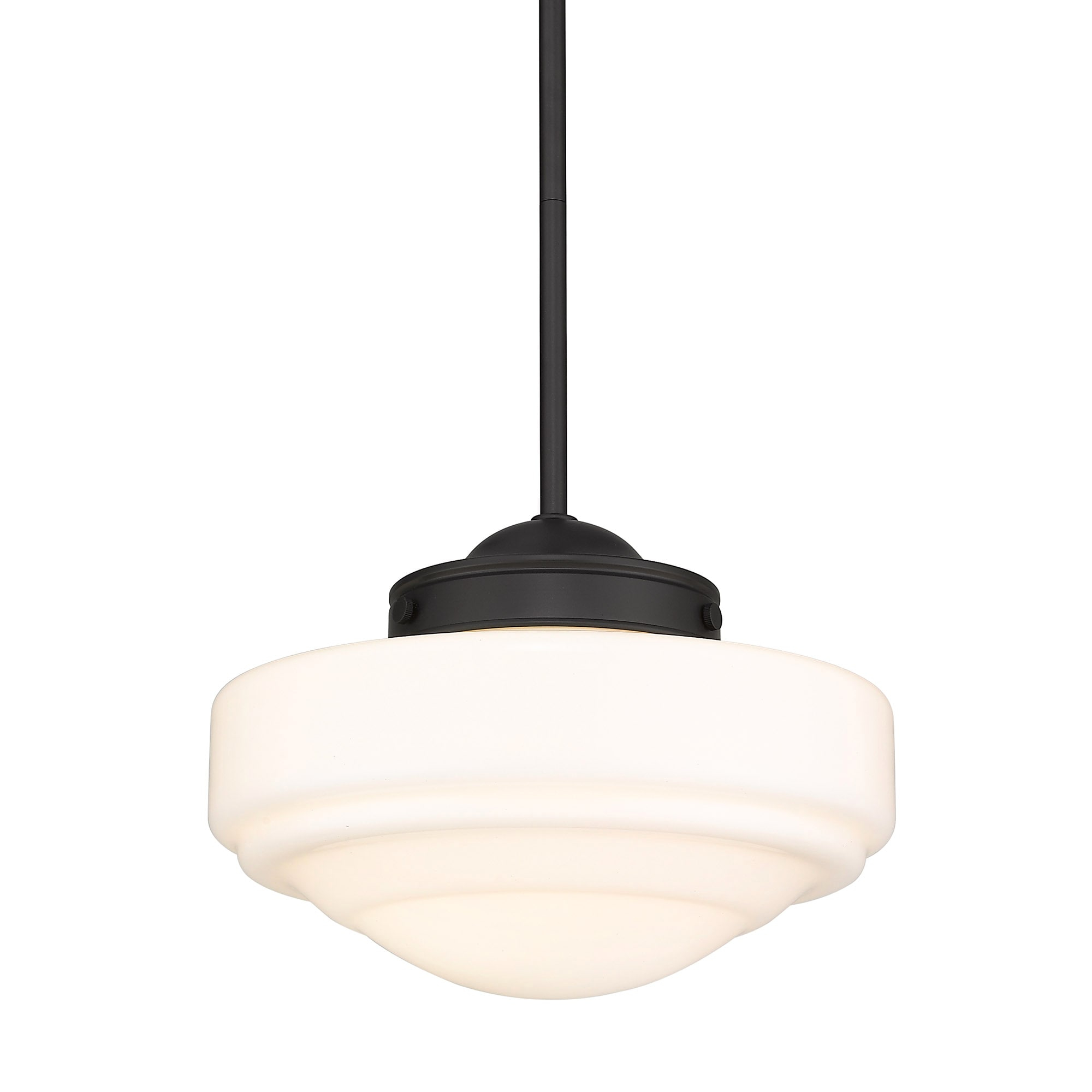 Golden Lighting Ingalls 1-Light Pendant in Matte Black with Vintage Milk Glass