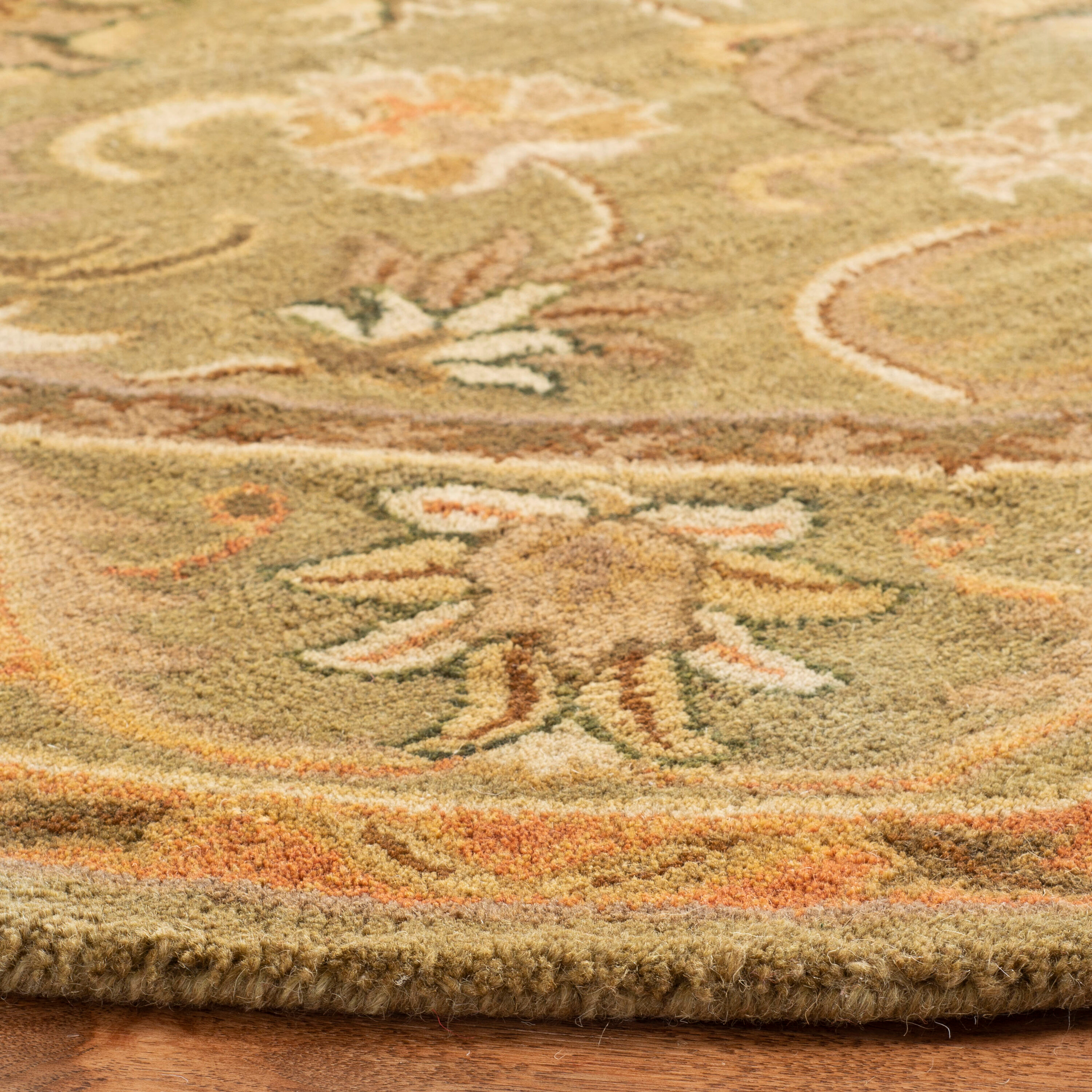 SAFAVIEH Antiquity Carmella Oriental Wool Area Rug, Olive/Gold, 6' x 6' Round