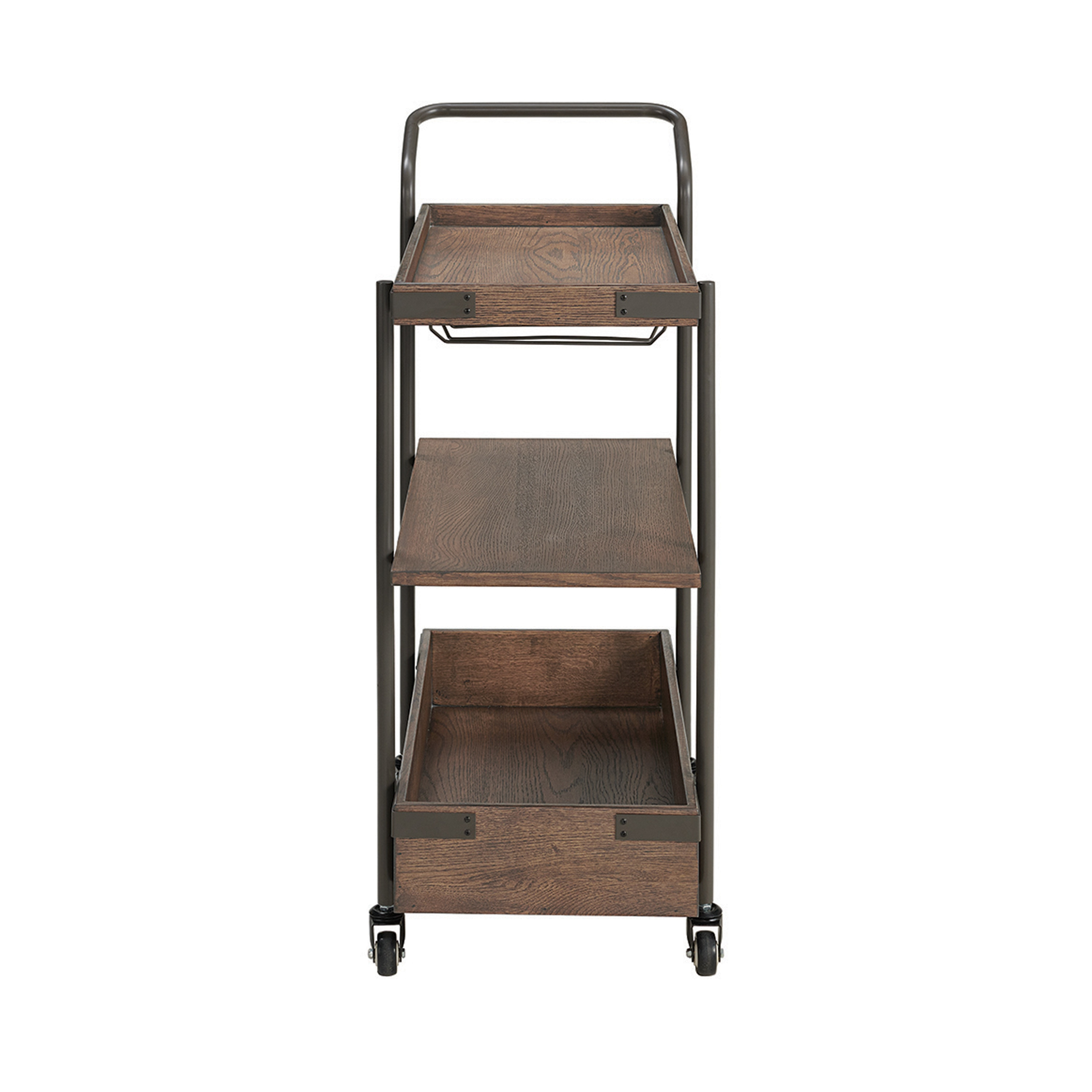 32 in. Kyra Oak & Metal Bar Cart