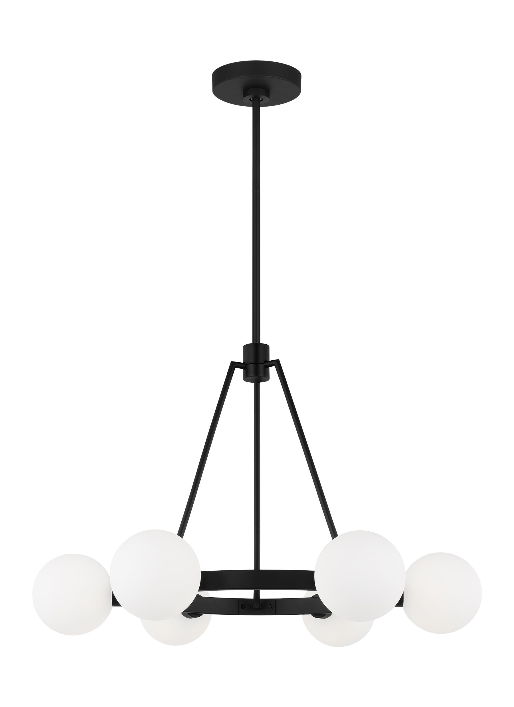 Clybourn 6-Light Midnight Black Chandelier with Milk Glass Shades