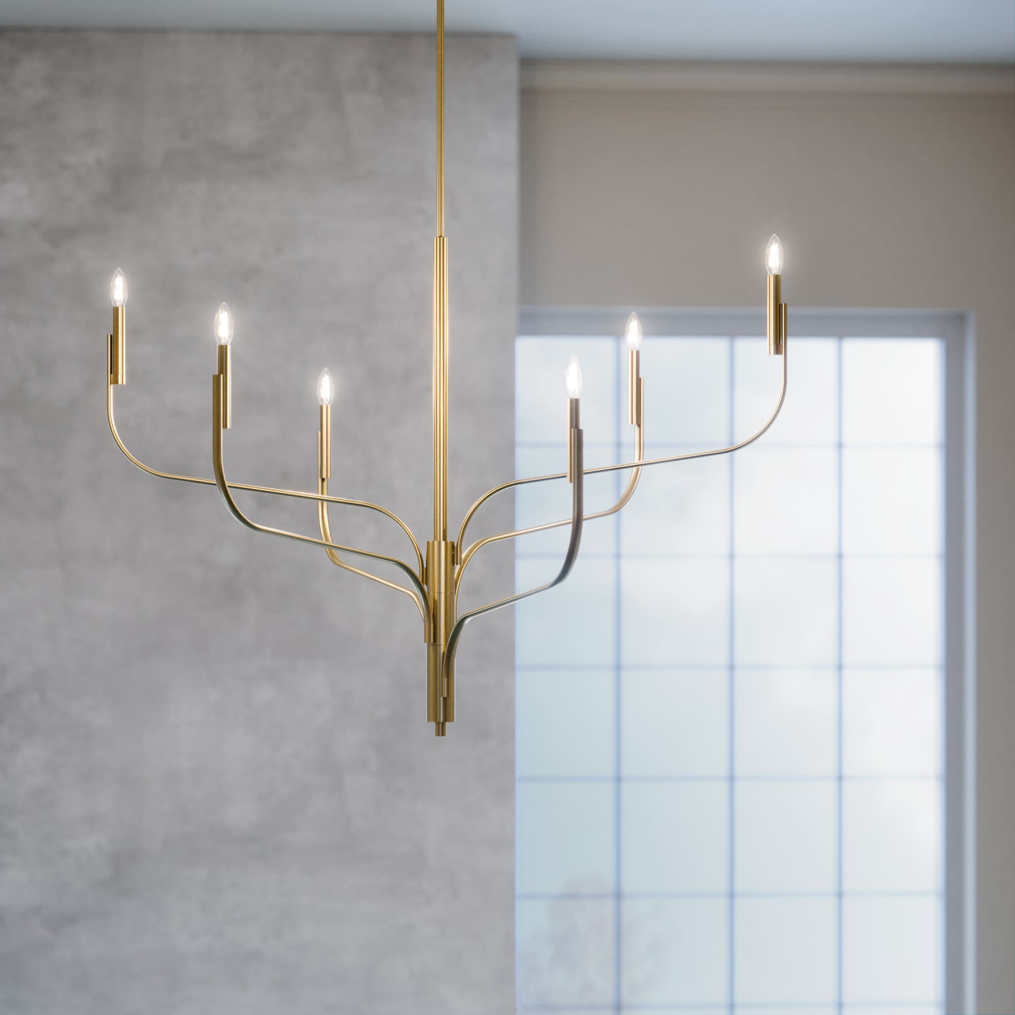 KICHLER Livadia 6-Light Chandelier, Soft Modern-Light in Champagne Bronze, for Foyer, Great Room, or Vaulted Dining or Bedroom (33.25" x 47.25"), 52674CPZ