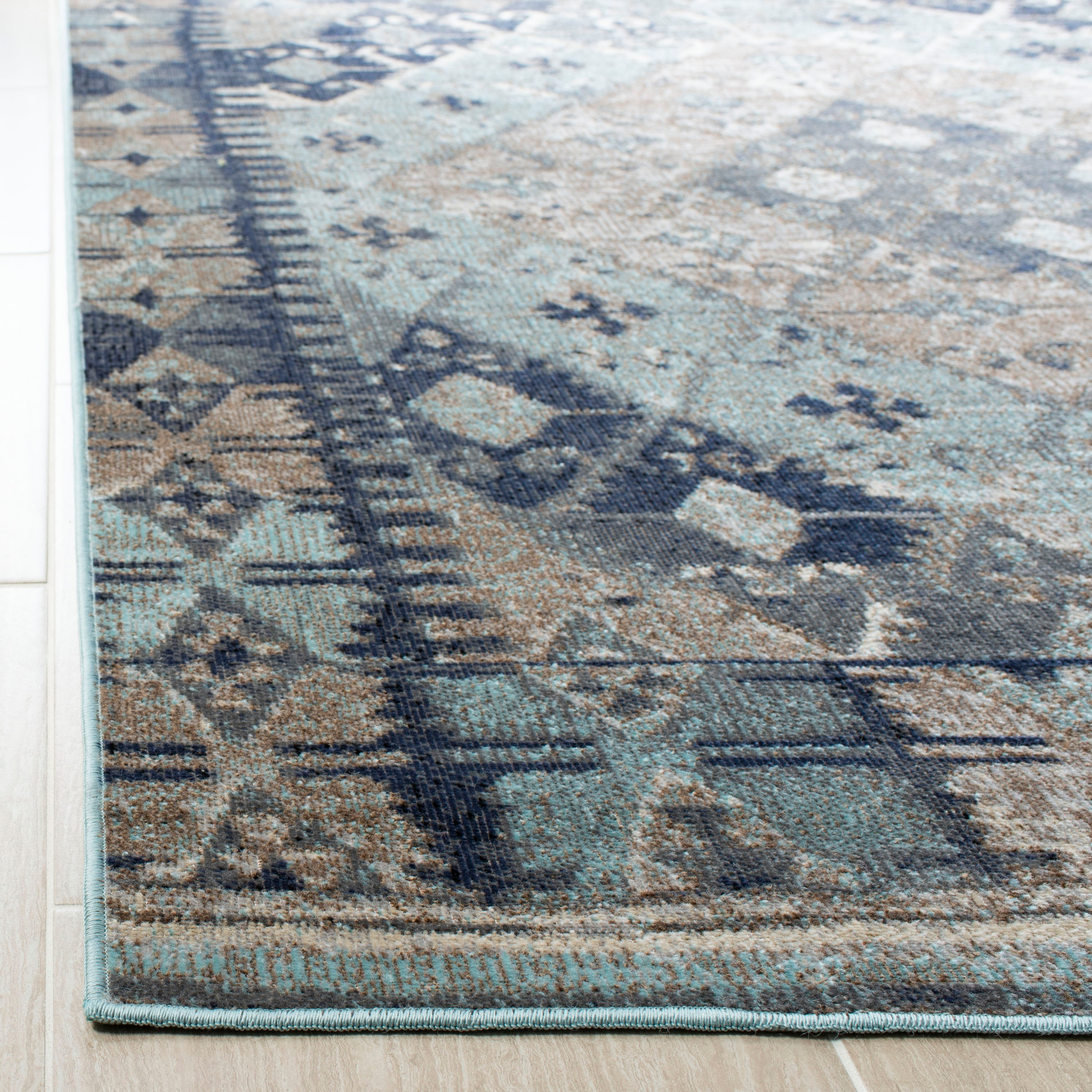 SAFAVIEH Outdoor MTG236K Montage Collection Blue / Grey Rug