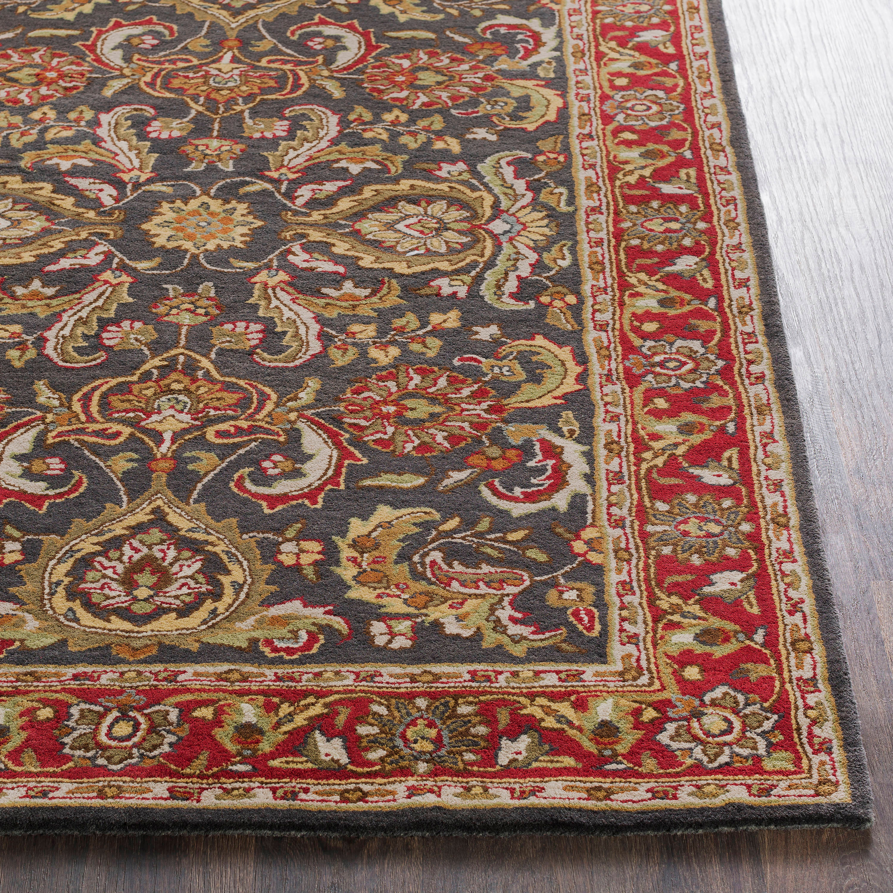 Elegant Oriental Red Wool 3'x5' Hand-Tufted Rug