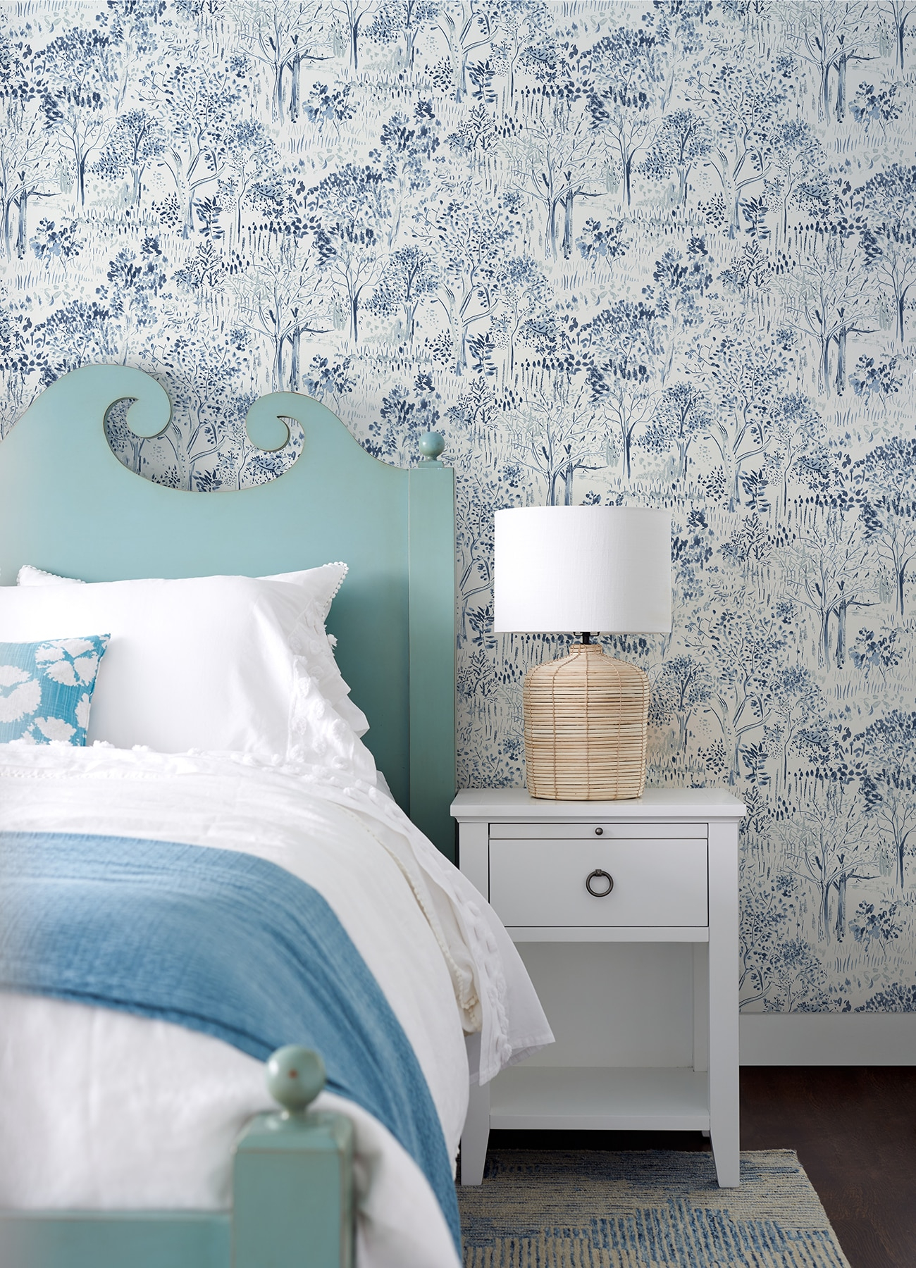 Chesapeake Walden Navy Forest Wallpaper, 20.5-in by 33-ft, 56.38 sq. ft.