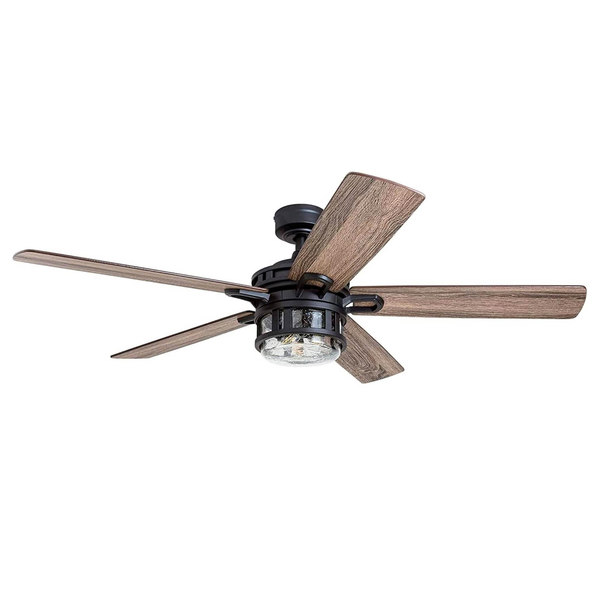 Honeywell 52-Inch Bontera Indoor 5 Blade Matte Black Craftsman Ceiling Fan with Remote Control