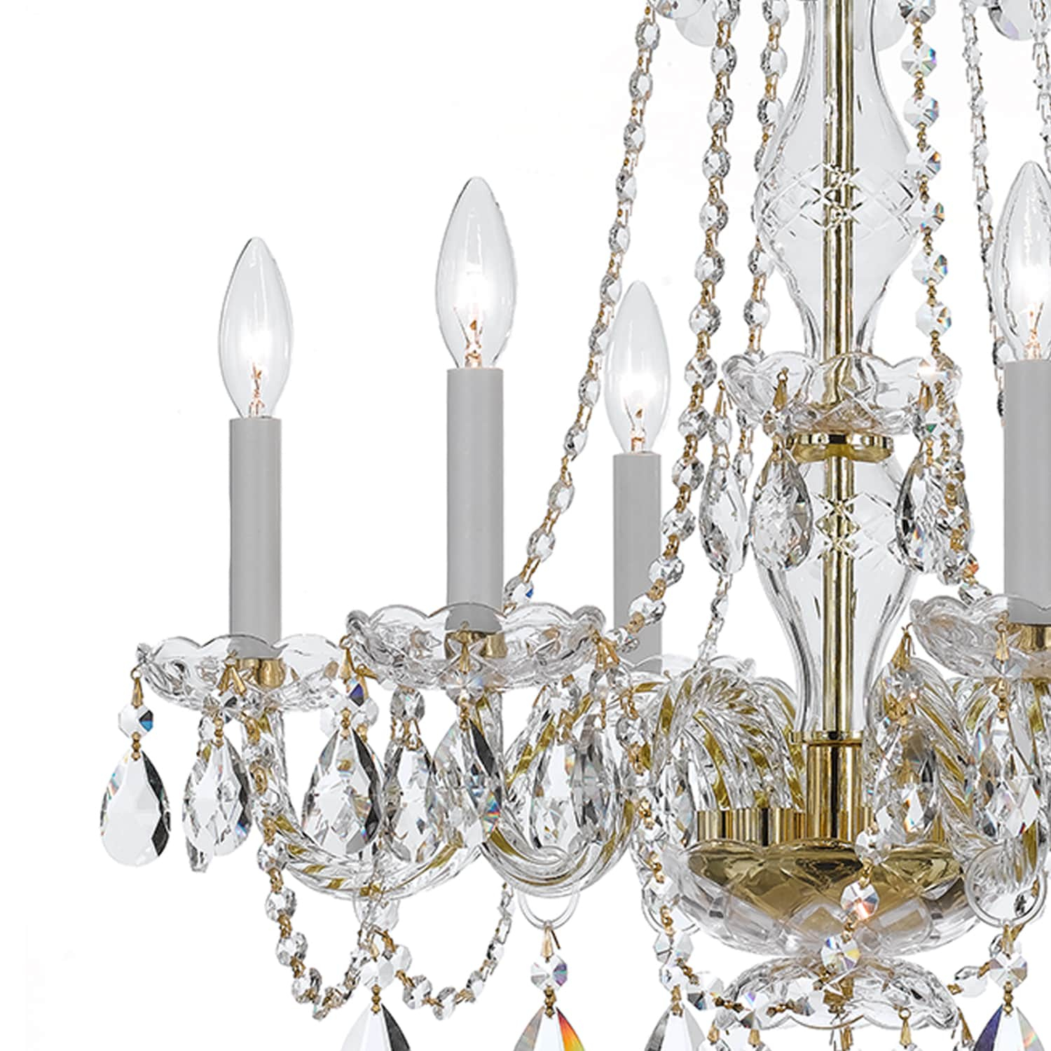 Mini Elegance 6-Light Polished Brass Chandelier with Clear Crystal Accents