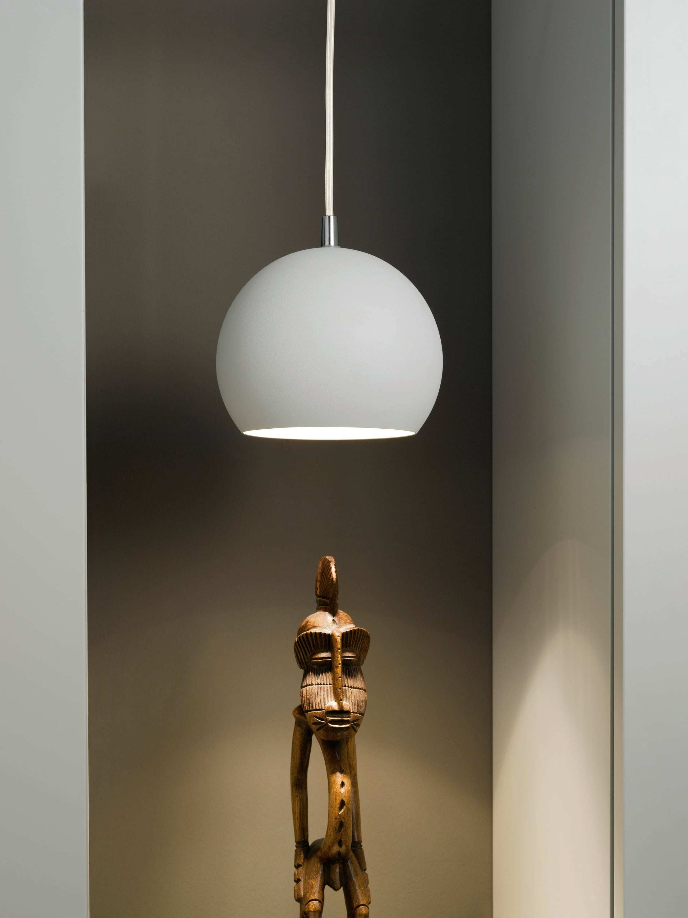Mini White Crystal LED Globe Pendant Light with Brushed Nickel