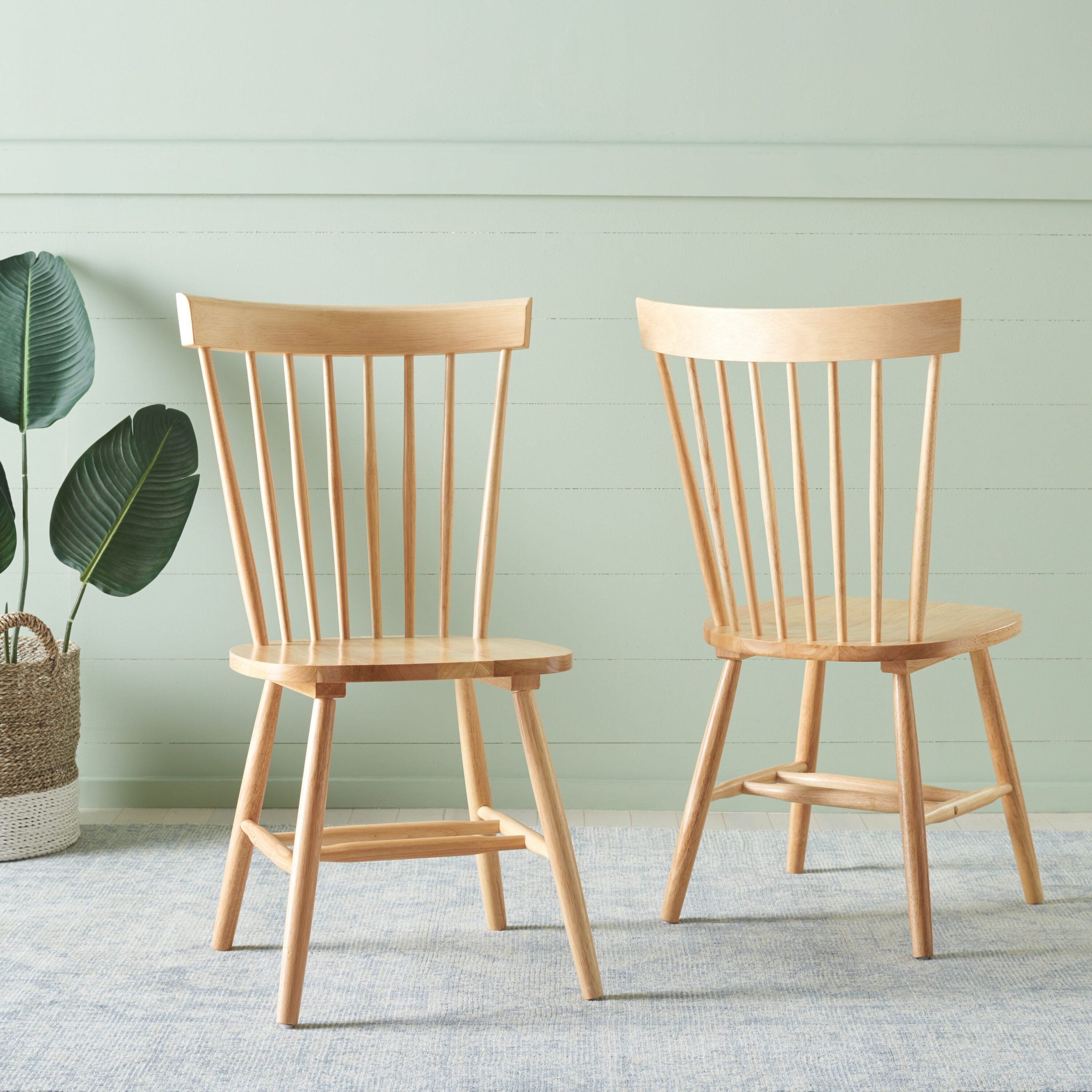 SAFAVIEH Parker Country Wood Solid Dining Parsons Chair, Natural (Set of 2)