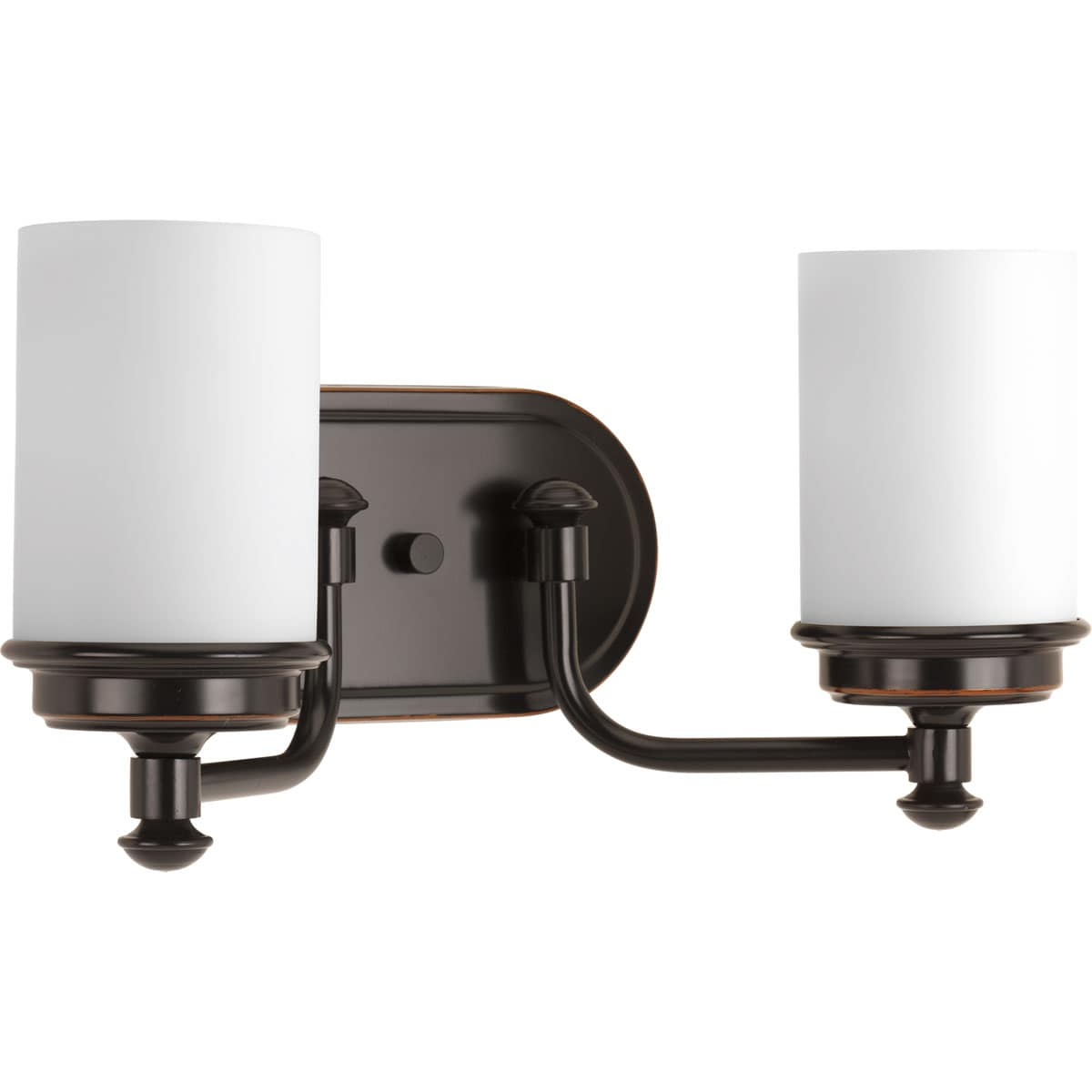 Progress Lighting Glide Collection 2-Light Bath Vanity in Rubbed Bronze with Etched Opal Glass Shade