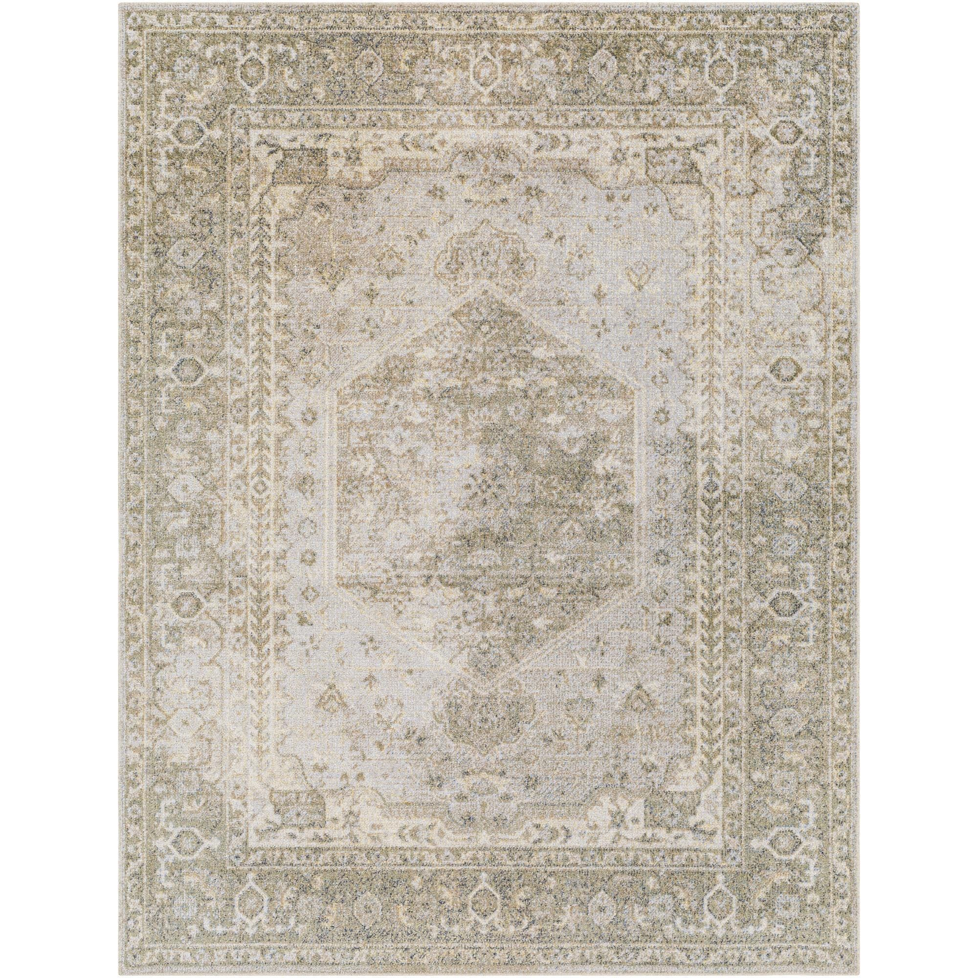 Livabliss Lillian Vintage Washable Area Rug,7'10" x 10',Beige/Sage