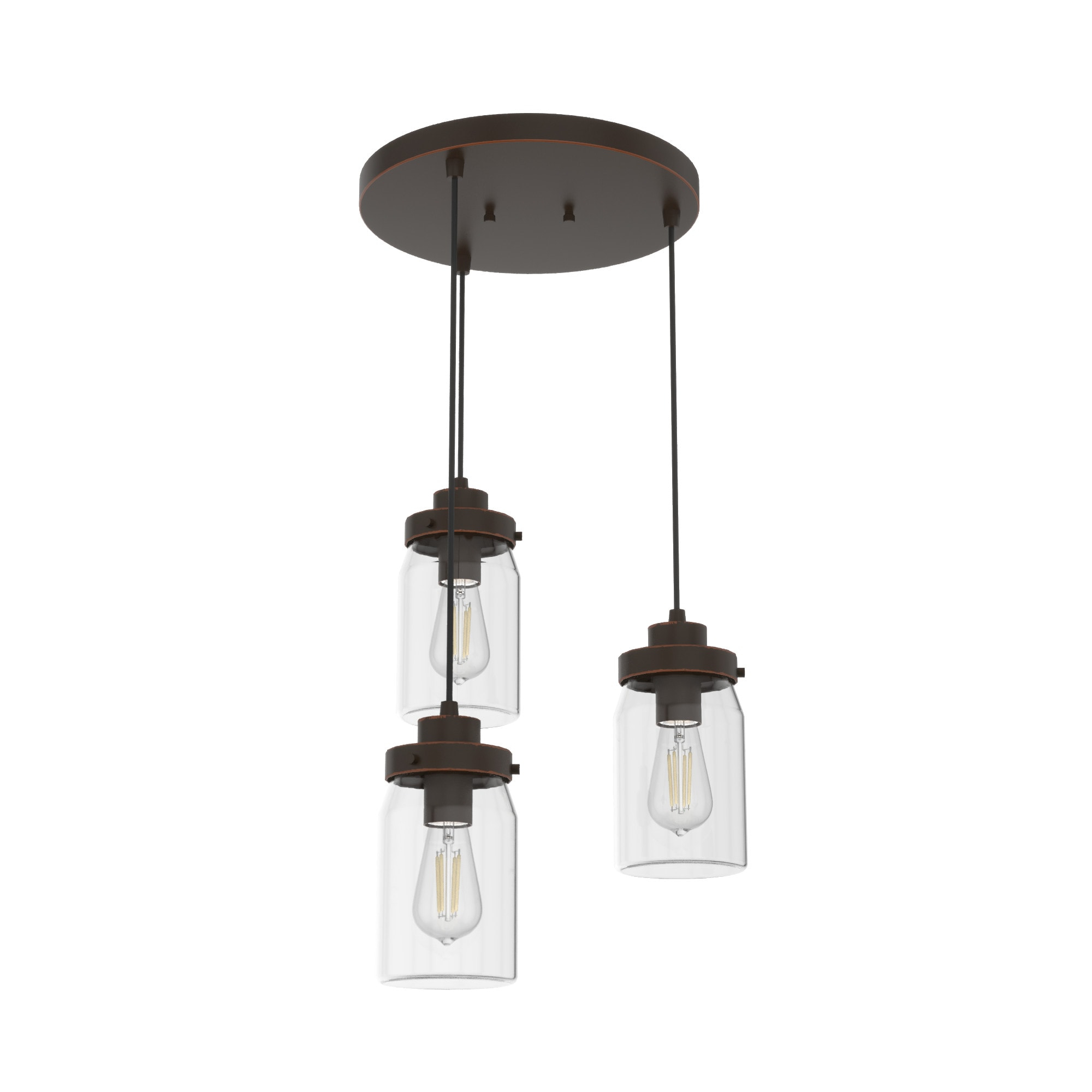 Hunter - Devon Park 3-light Onyx Bengal, Small Cluster Light, Dimmable, Rustic Style, Round Shaped, for Bedrooms, Kitchens, Dining, Living Rooms - 19157