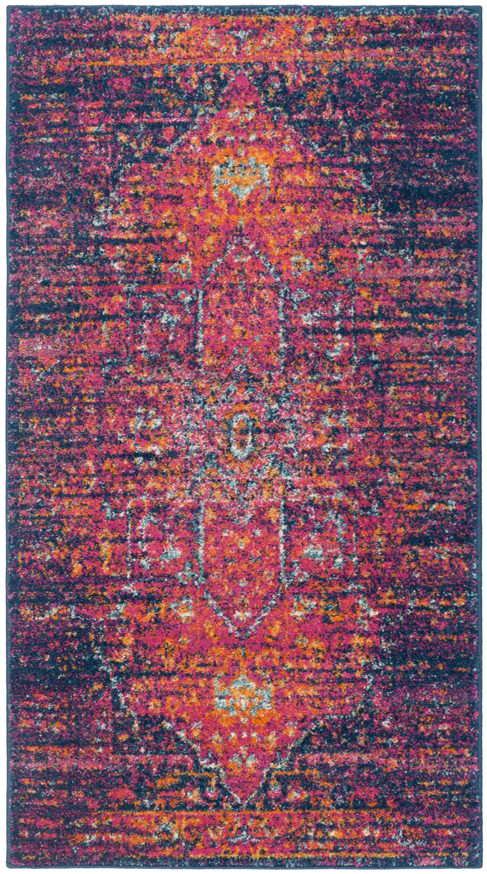 Safavieh Evoke Livia 2 x 4 (ft) Loomed Synthetic Blue/Fuchsia Rectangular Indoor Distressed/Overdyed Vintage Throw rug