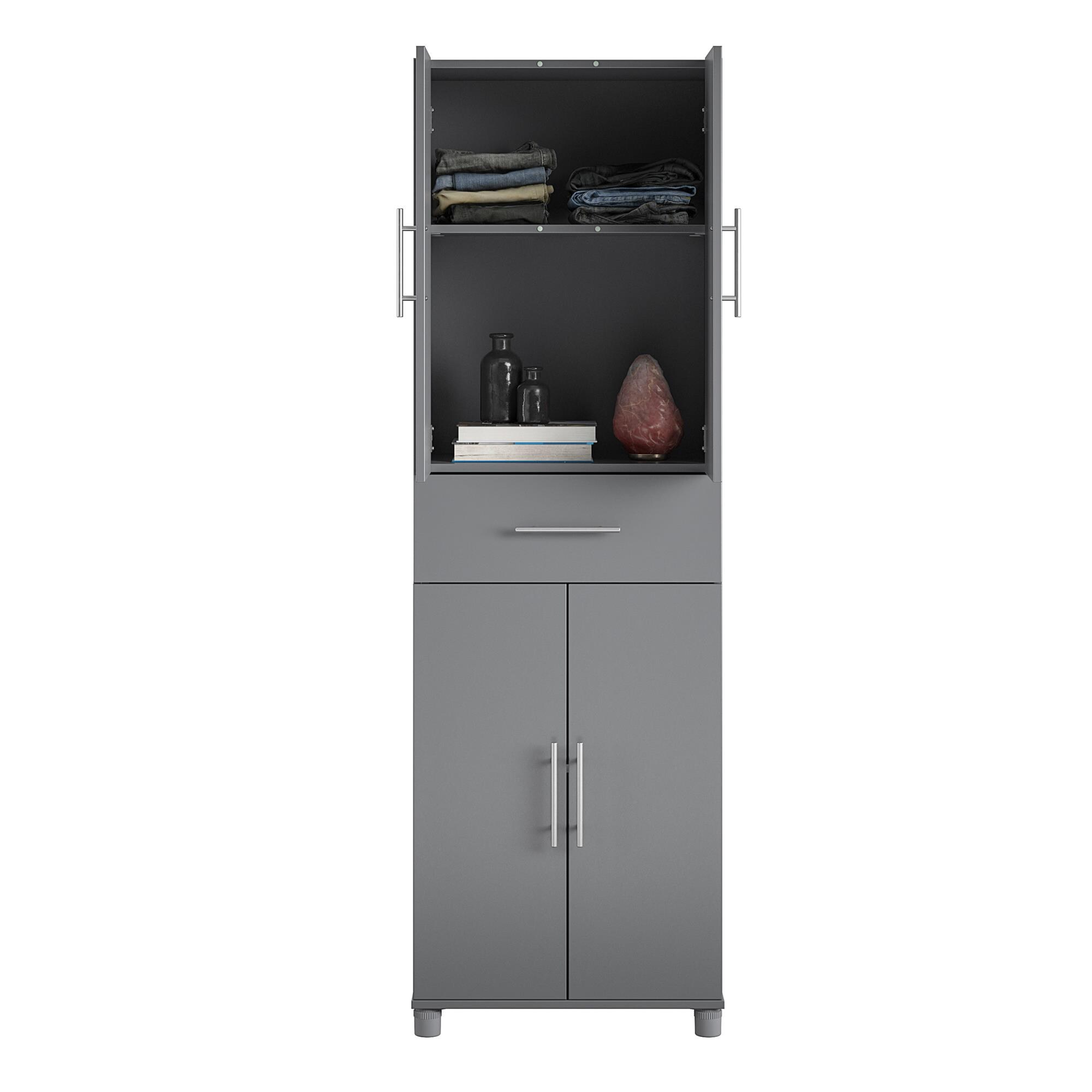 Camberly 4 Door/1 Drawer Storage Cabinet, Graphite Gray
