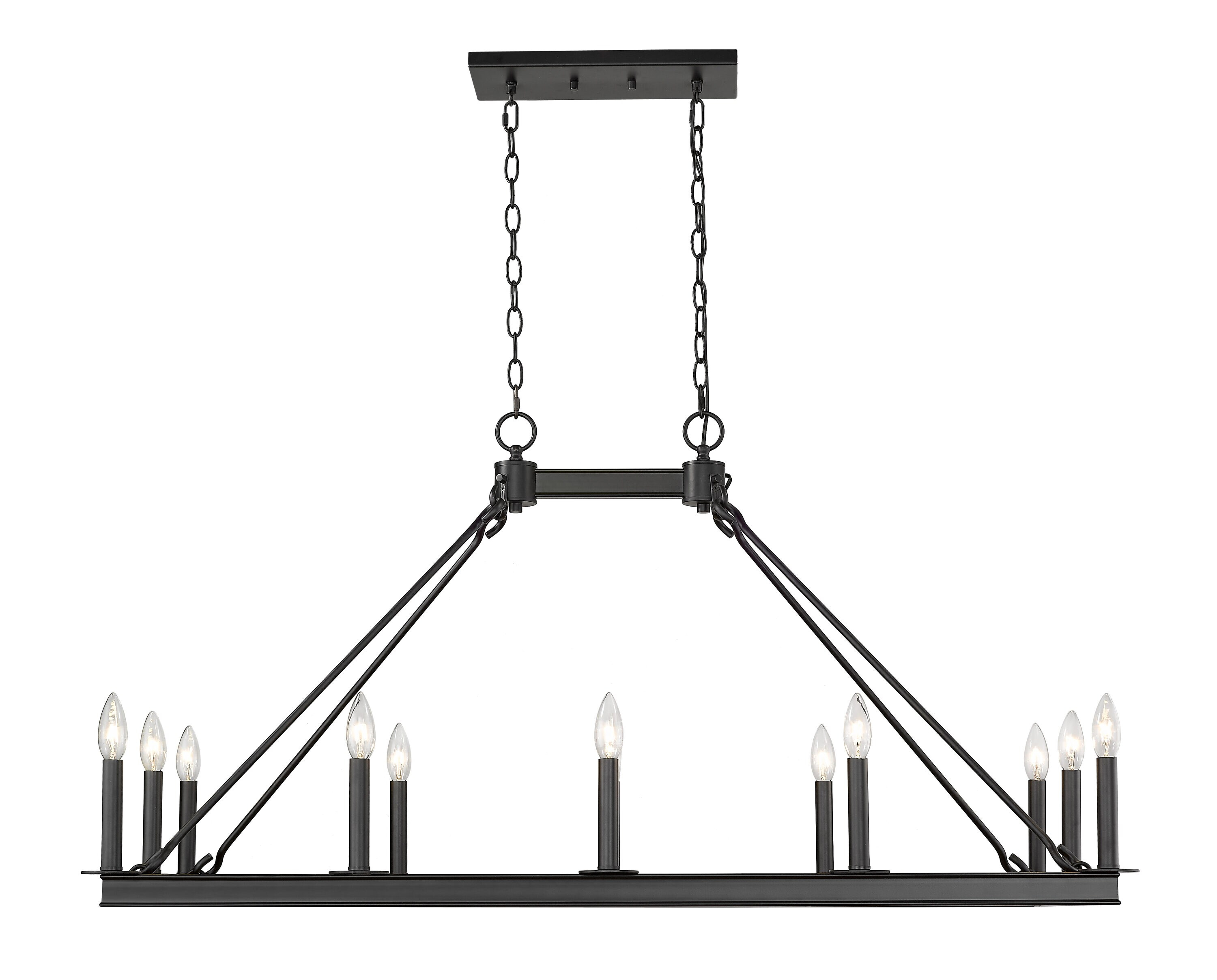 Z-Lite Barclay 12 Light Transitional Steel Island Pendant in Matte Black