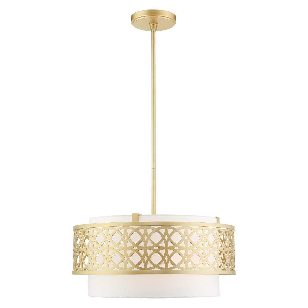 Calinda 4-Light Soft Gold LED Drum Pendant Chandelier