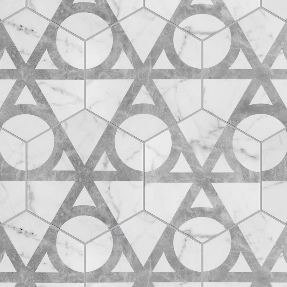 Classico Carrara Hexagon Flow 7 in. x 8 in. Porcelain Floor and Wall Tile (7.5 sq. ft./Case)