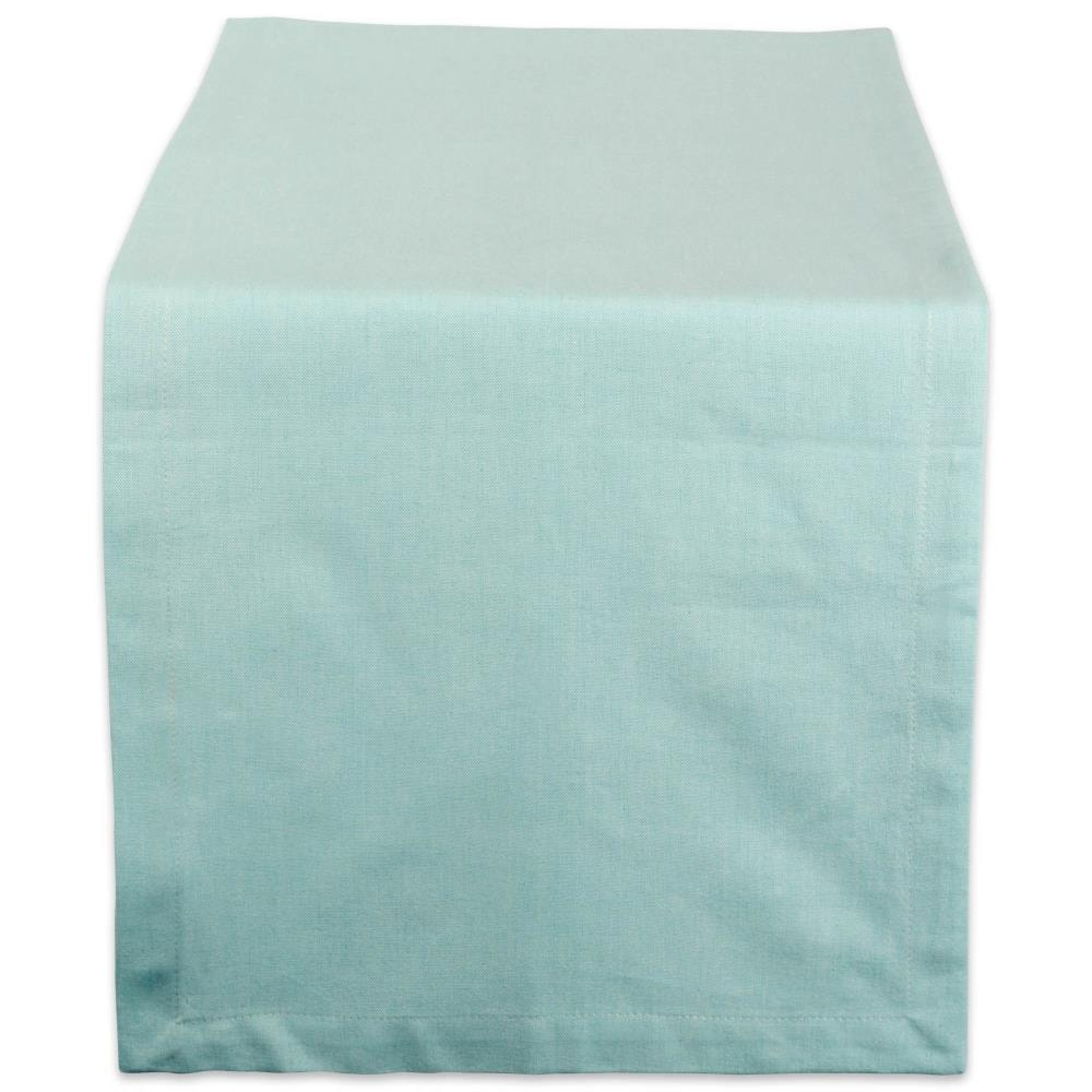 AQUA SOLID CHAMBRAY TABLE RUNNER 14x72