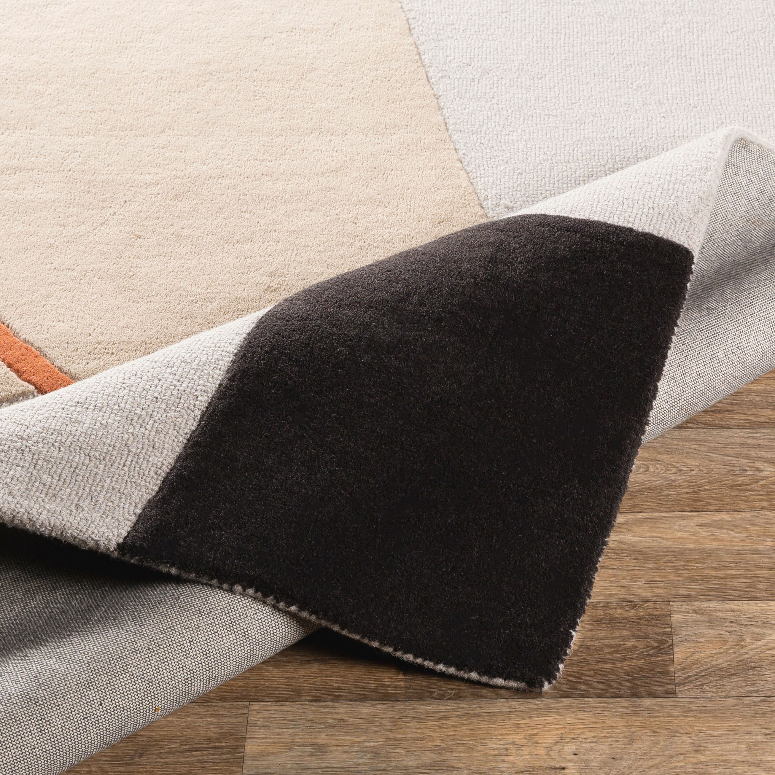 Emma Black Wool Hand-Tufted Rectangular Area Rug 2' x 3'