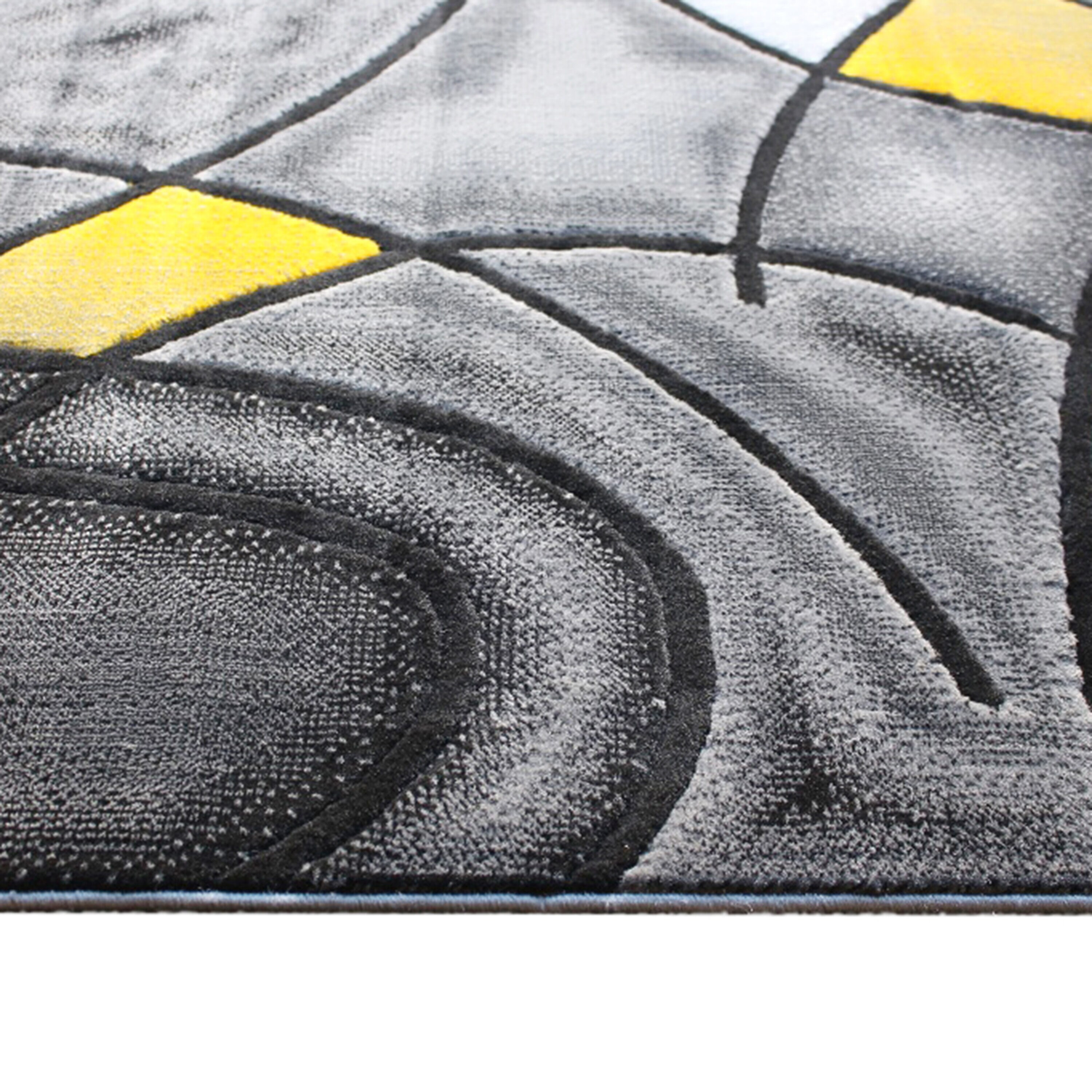 Reversible Abstract Yellow Synthetic 8' x 10' Area Rug