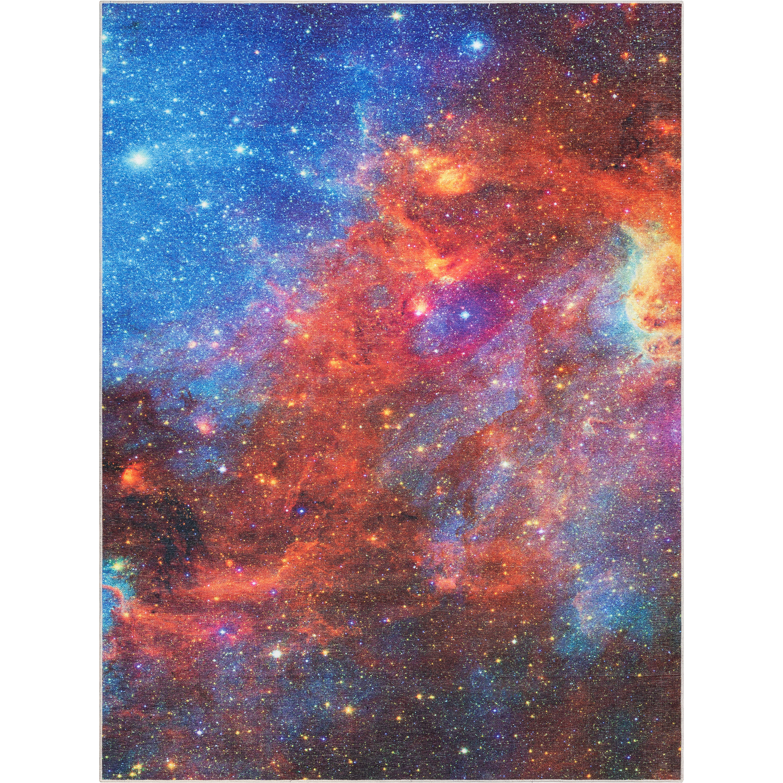 Well Woven Celestial Space Supernova Space Nebula Constellation Multi Color Flat Pile Easy to Clean 5'3" x 7'3" Area Rug for Living Room Dining Room Bedroom and Kitchen