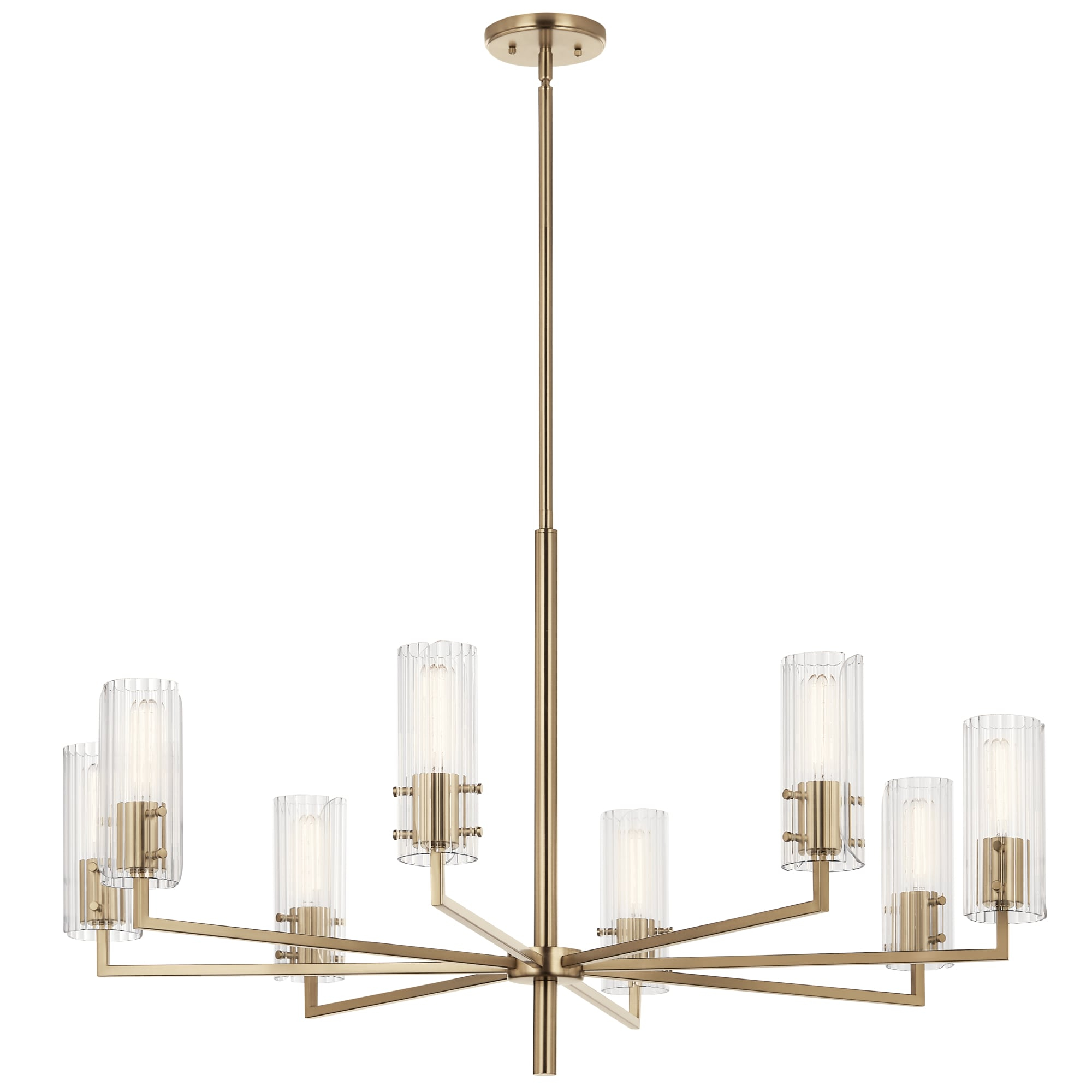 Champagne Bronze 8-Light Chandelier with Clear Fluted Glass Shades