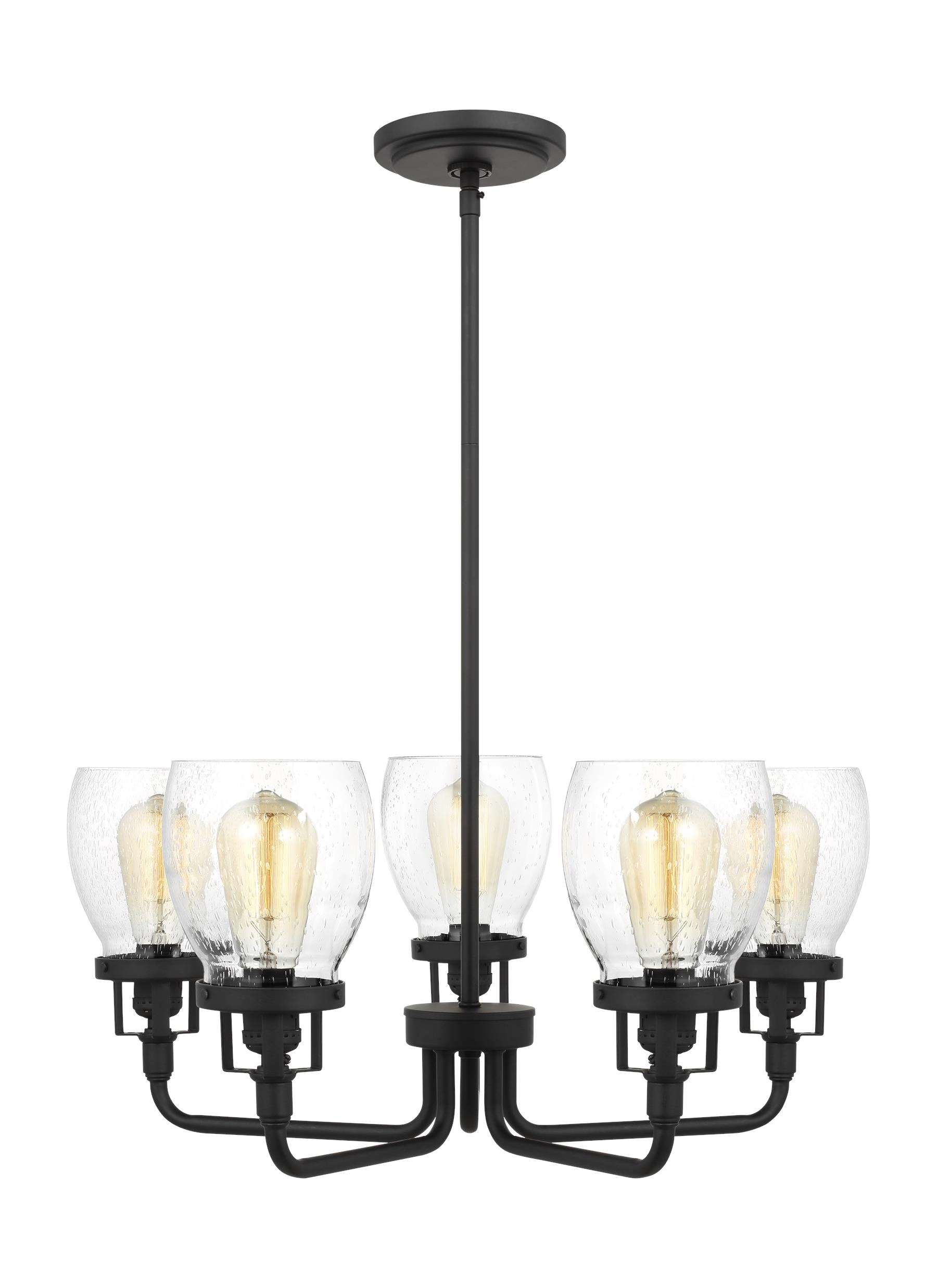 Midnight Black 5-Light Chandelier with Clear Seeded Glass