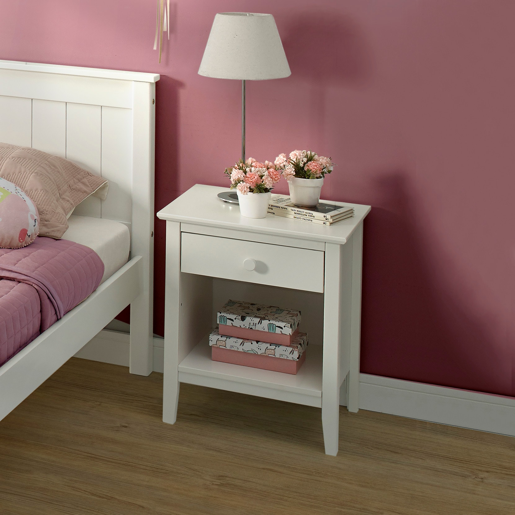 Alaterre Simplicity Nightstand, White