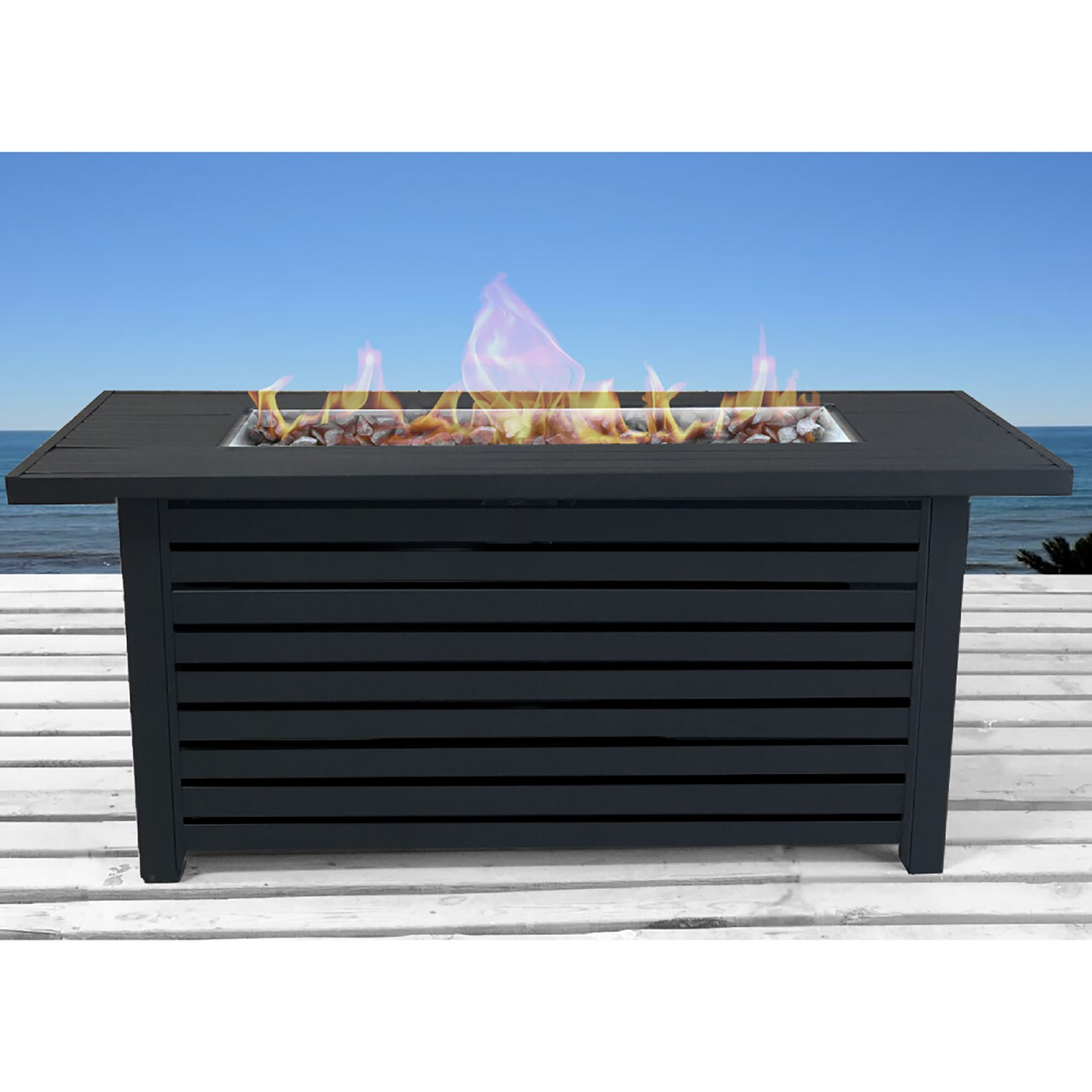 Black Steel 54" Free-standing Gas Fire Pit Table
