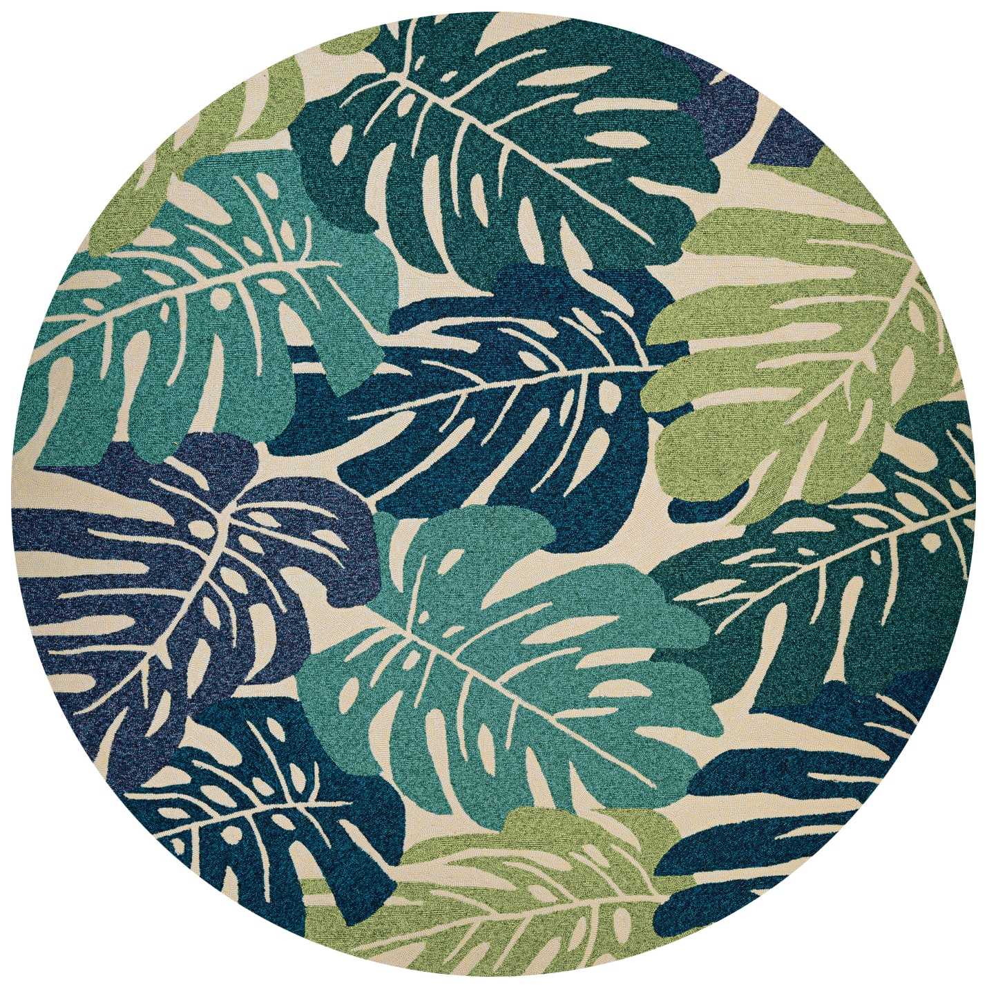 Couristan Covington Monstera Cream-Multicolor Indoor / Outdoor Area Rug, 7'10" Round