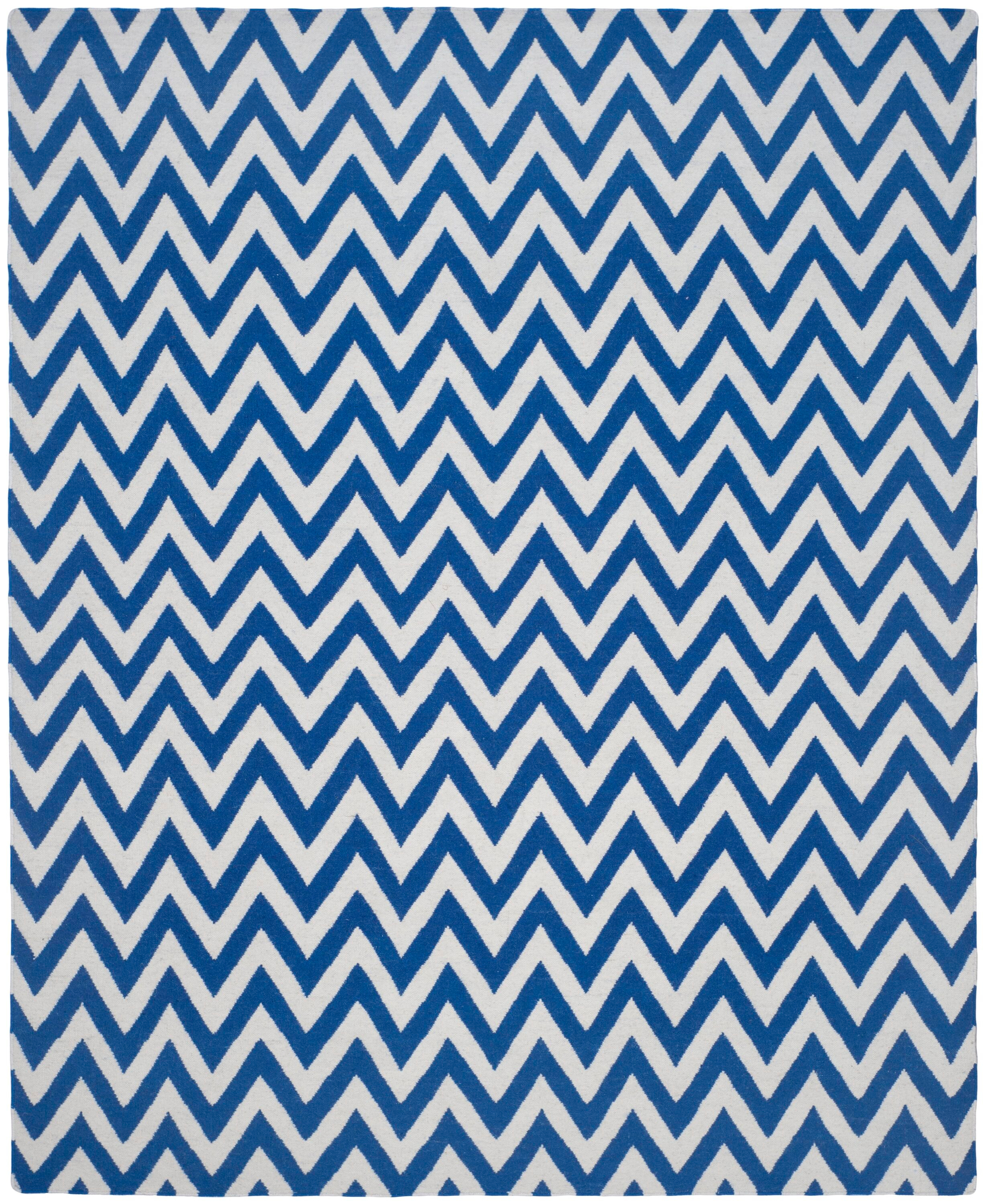 SAFAVIEH Dhurries Bentley Geometric Area Rug, Dark Blue/Ivory, 9' x 12'