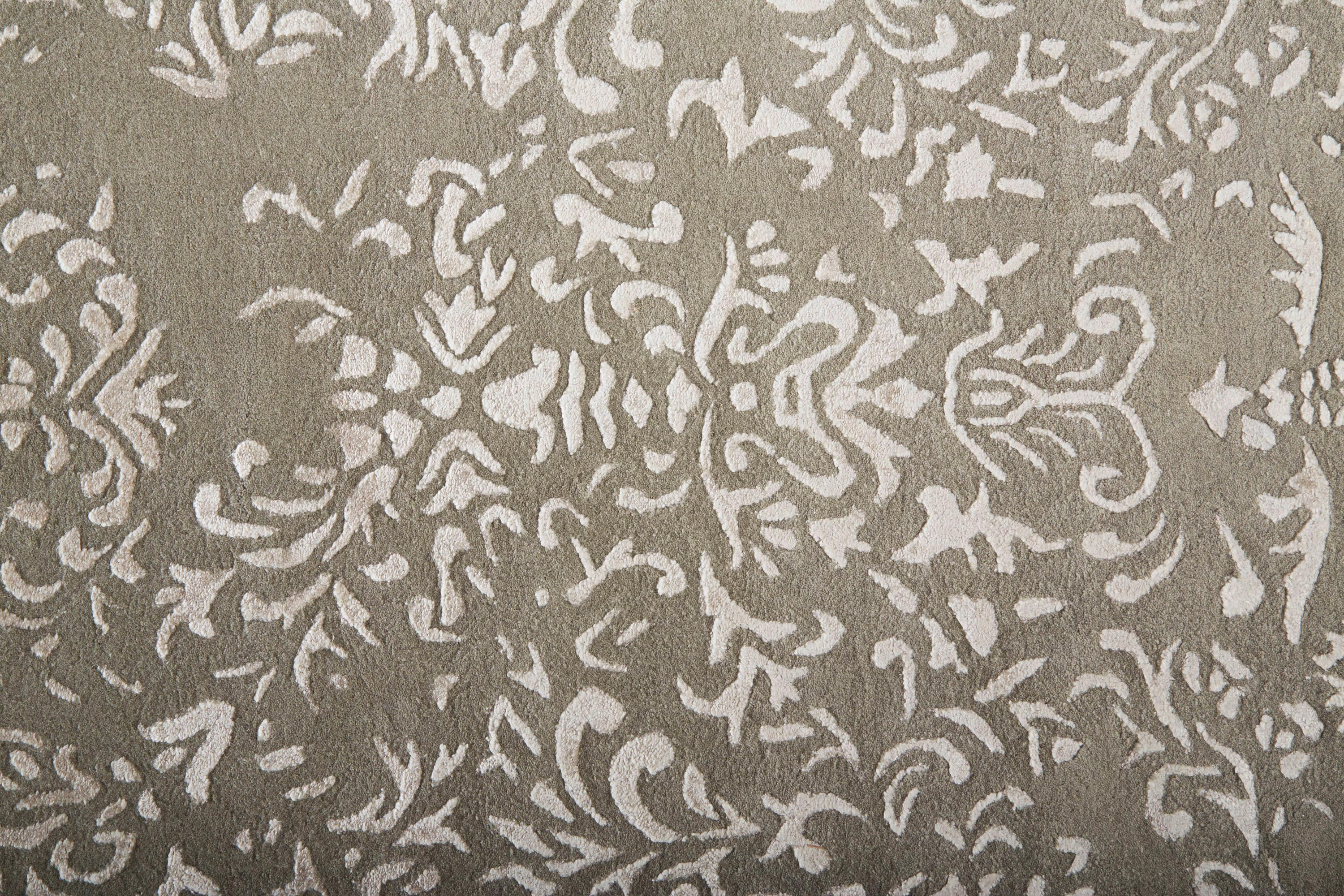 Feizy Bella Transitional Oriental, Gray/Taupe/Silver, 8' x 10' Area Rug Handmade Sheen Bohemian & Eclectic Bordered Floor Rug for Living room Bedroom