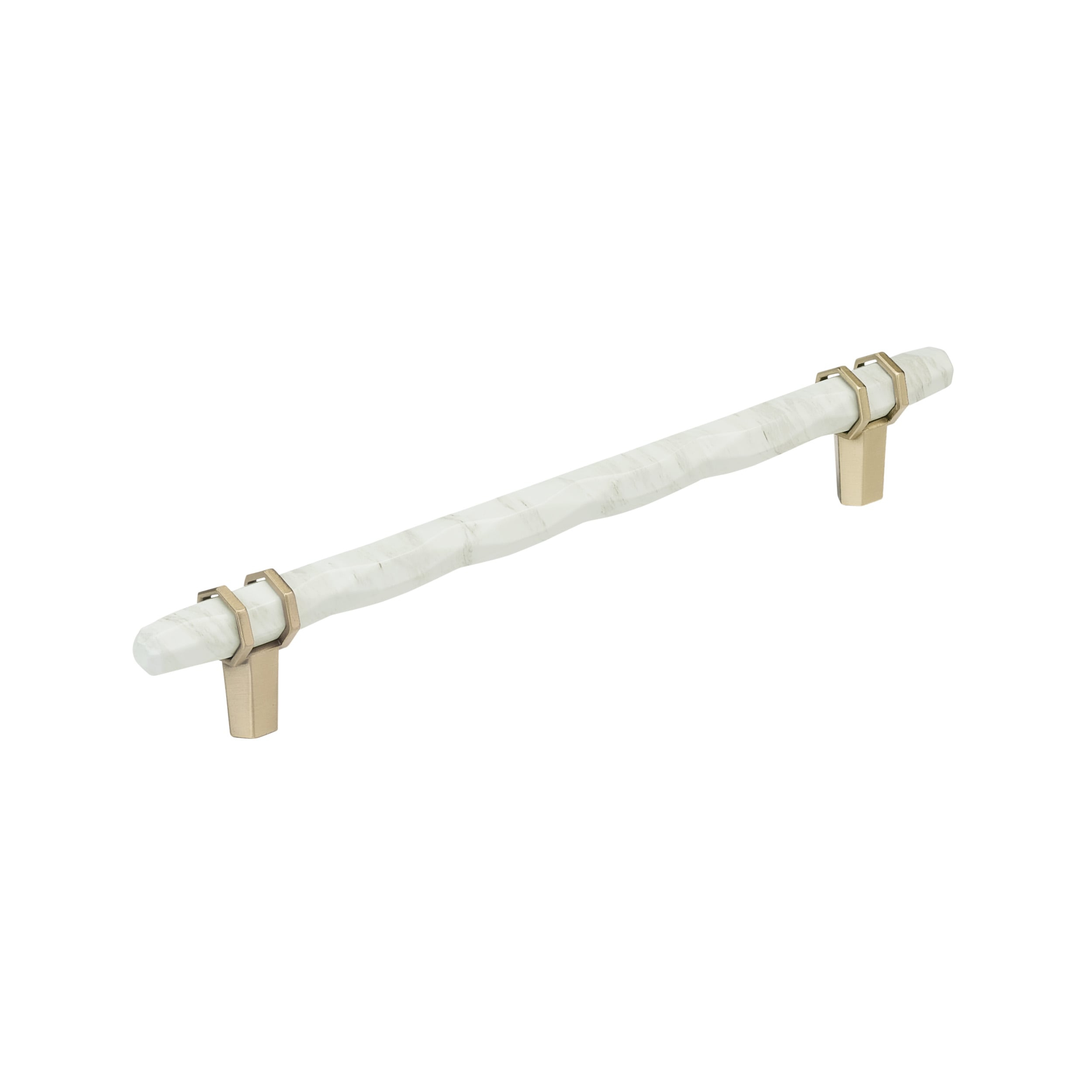 Amerock Carrione 8 inch (203mm) Center-to-Center Marble White/Golden Champagne Cabinet Pull, BP36663MWBBZ