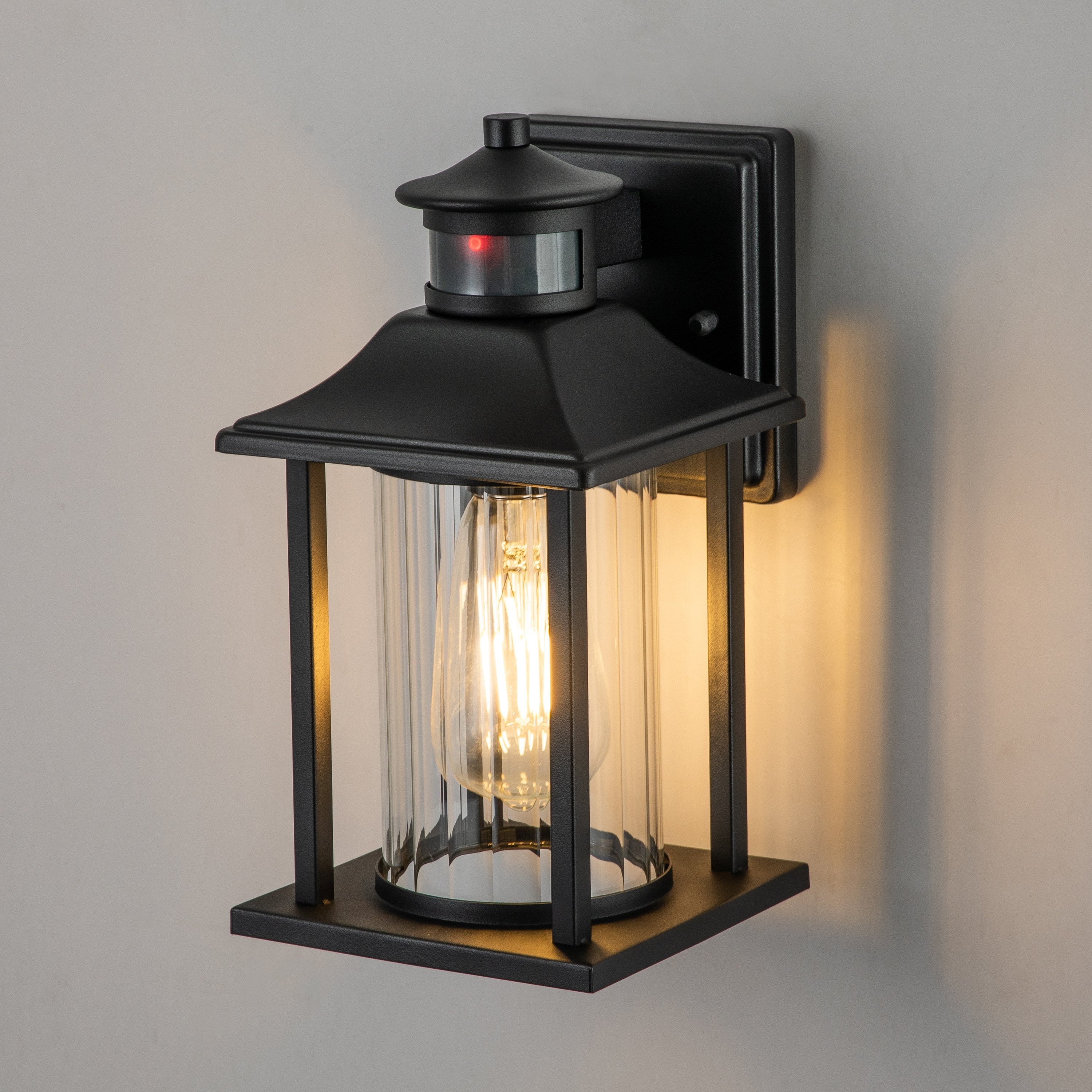 C Cattleya 2-Pack Matte Black Motion Sensing Dusk to Dawn Outdoor Wall Lights (E26)