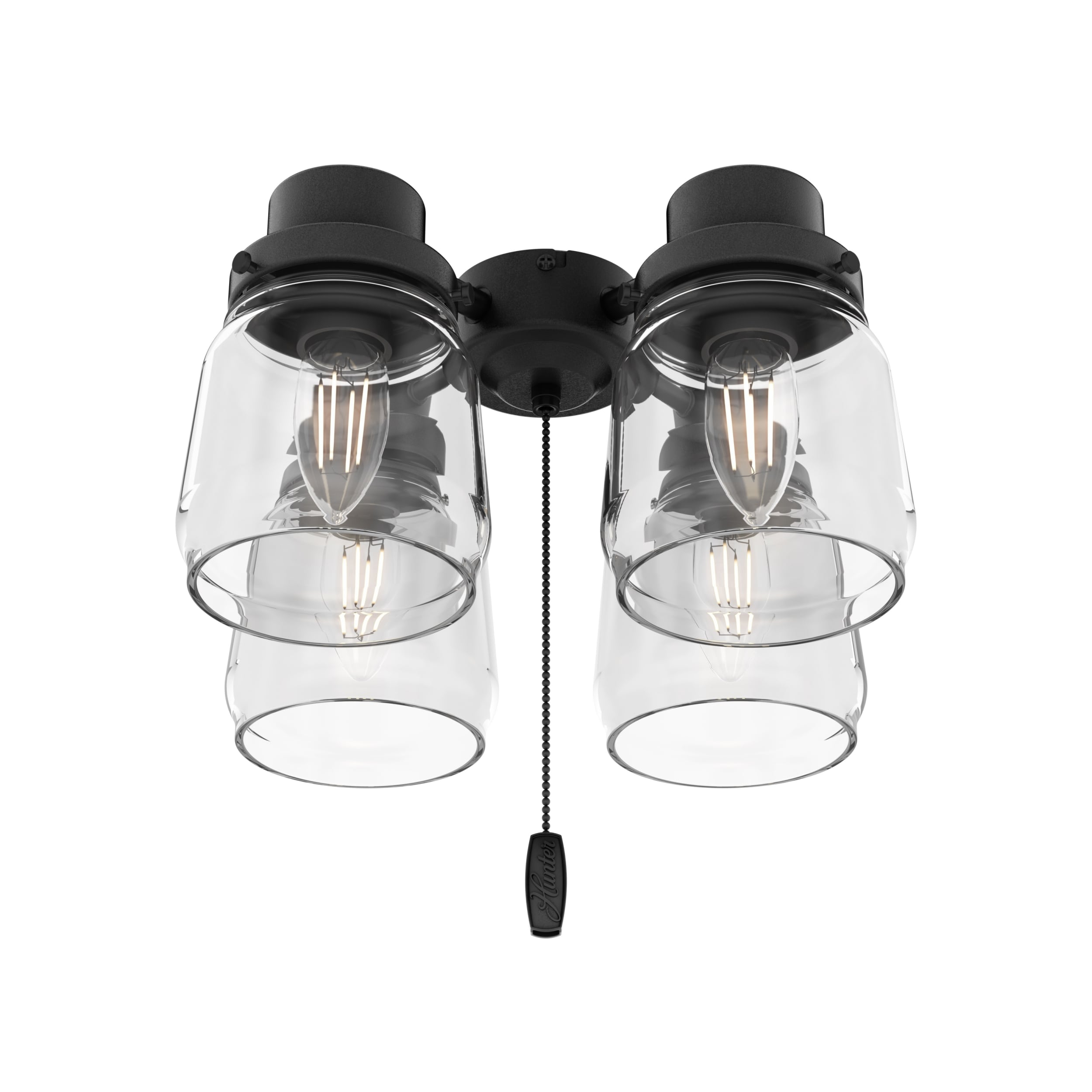 Hunter Fan 99386, Original 4 Light Accessory Fitter and Glass in Matte Black