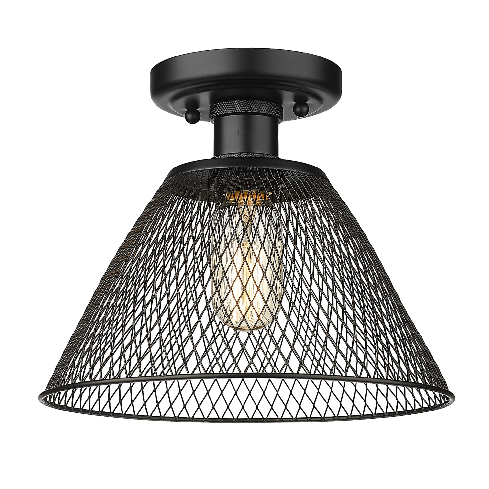 Golden Lighting Carver 1-Light Semi-flush in Matte Black
