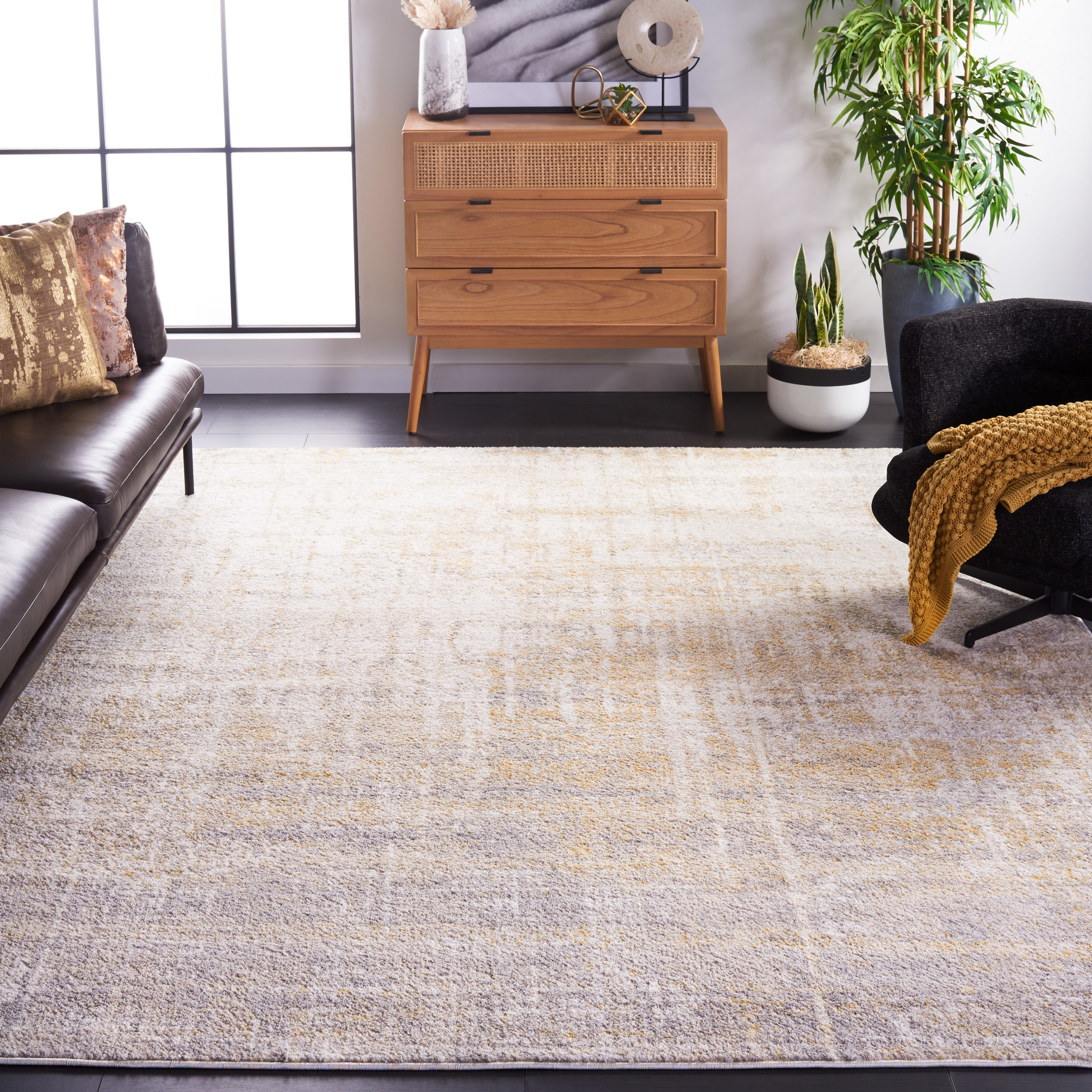 SAFAVIEH Adirondack Boniface Overdyed Area Rug, Cream/Gold, 12' x 15'