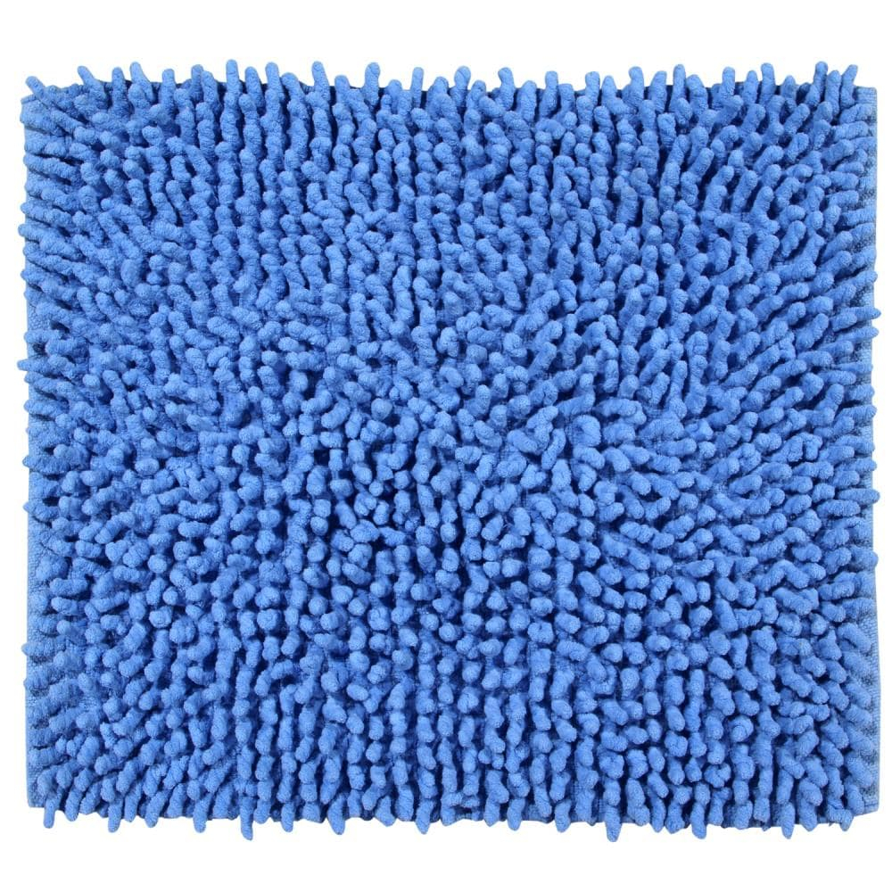 Better Trends Loopy Chenille Bath Rug Playful Blue Cotton Bath Rug, 24” Square, Handwoven