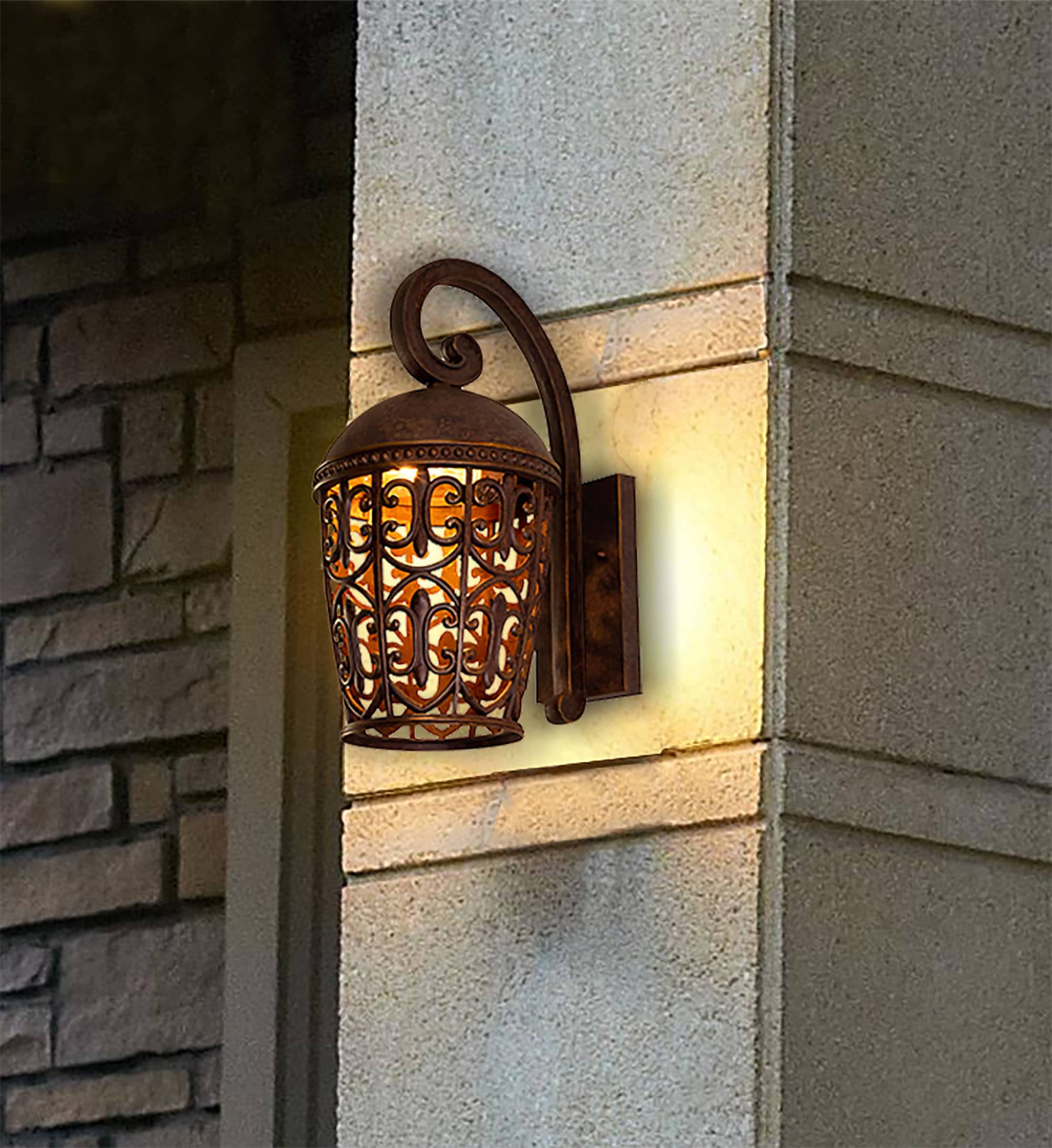 Burnt Umber Dimmable Direct Wired Lantern Sconce