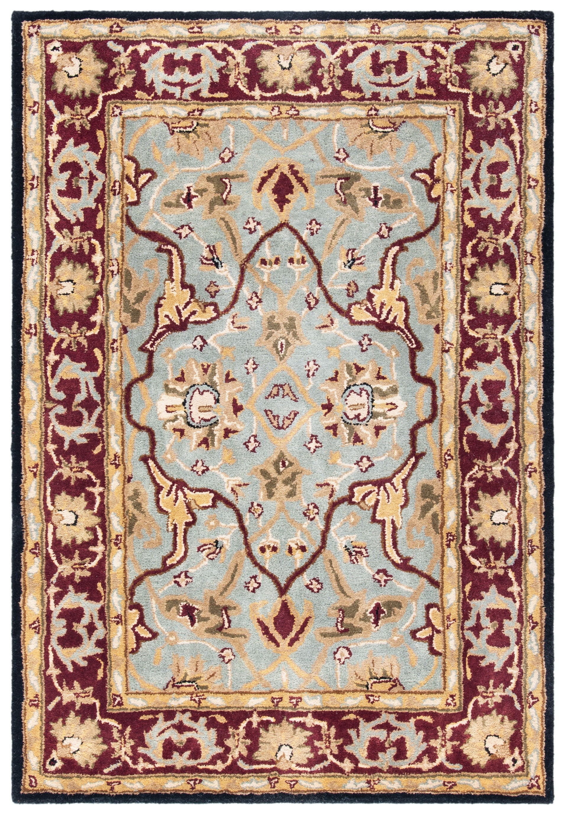 SAFAVIEH Heritage Shanelle Oriental Wool Area Rug, Light Blue/Red, 4' x 6'