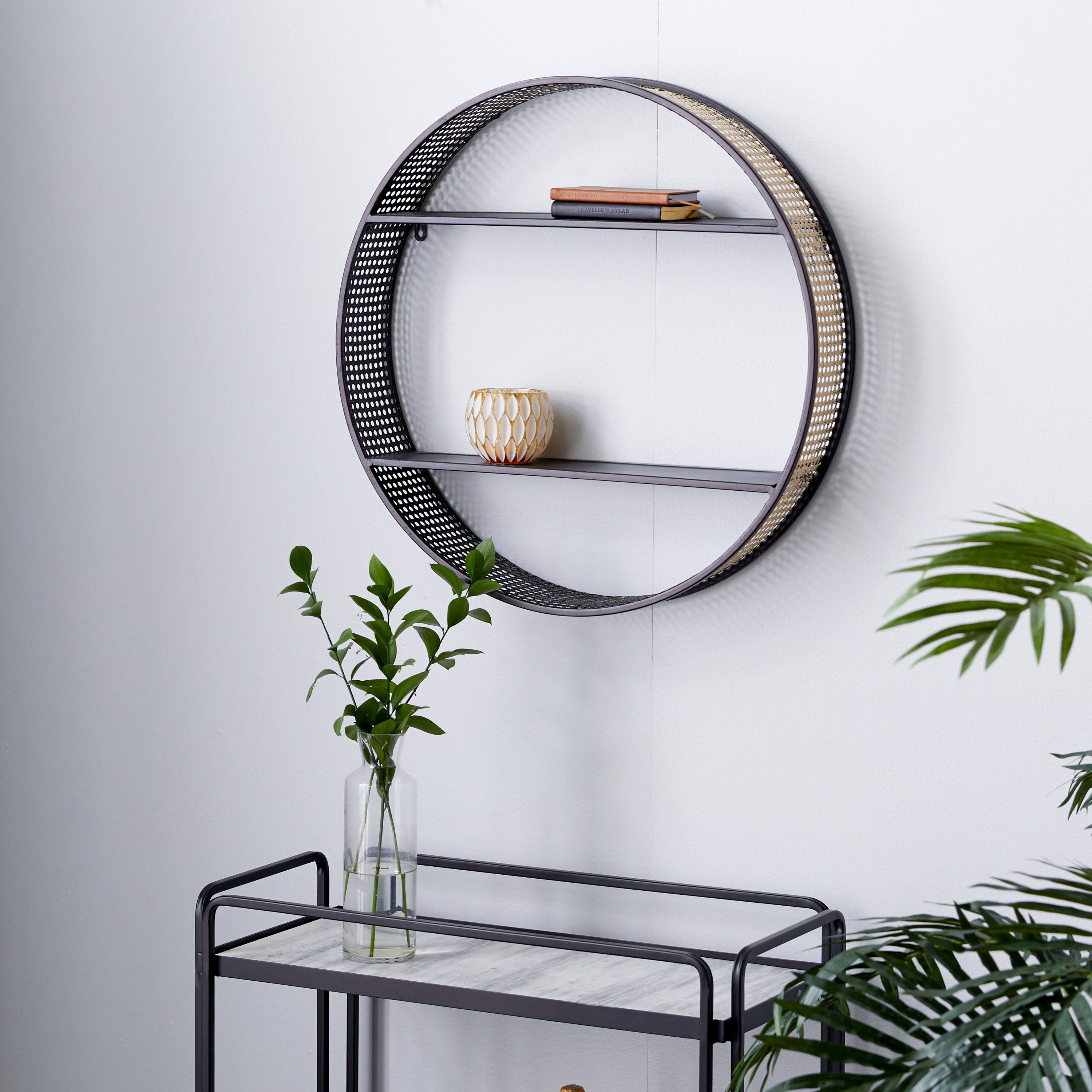 DecMode 26" x 5" 2-Tier Black Wall Shelf